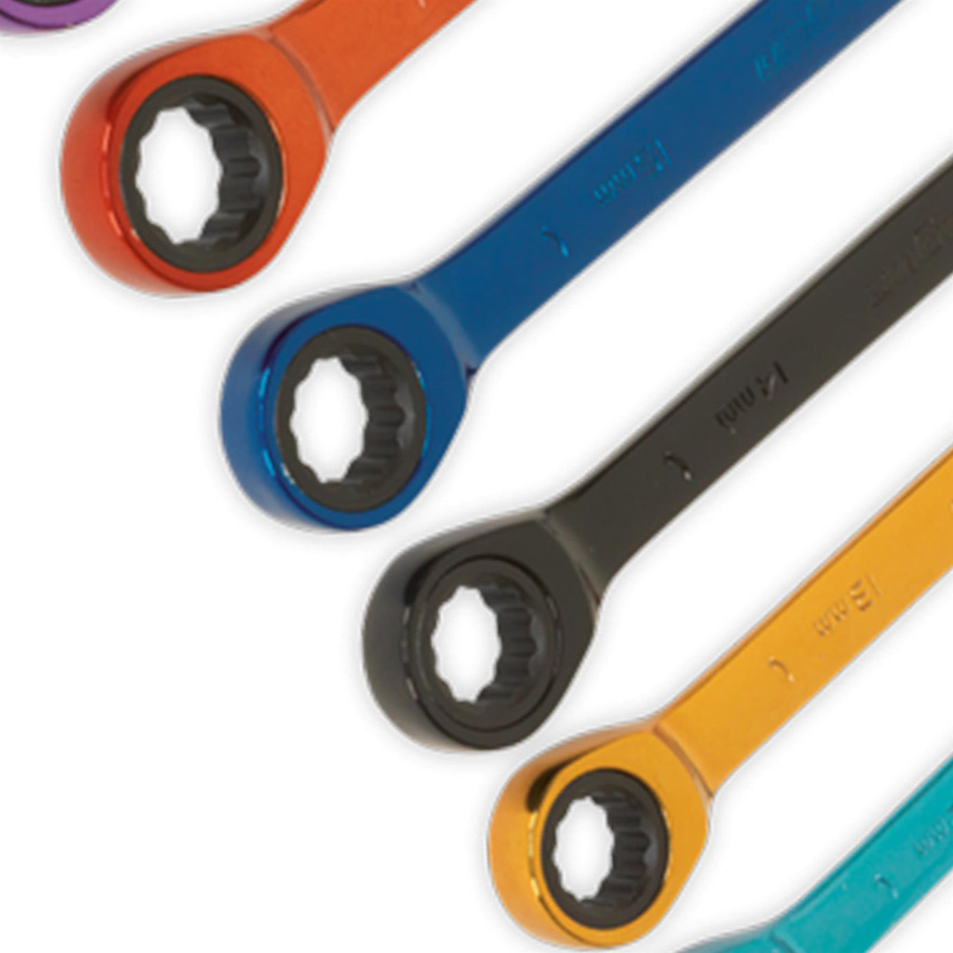 Sealey Ratchet Combination Spanner Set 12pc Multi-Coloured Metric