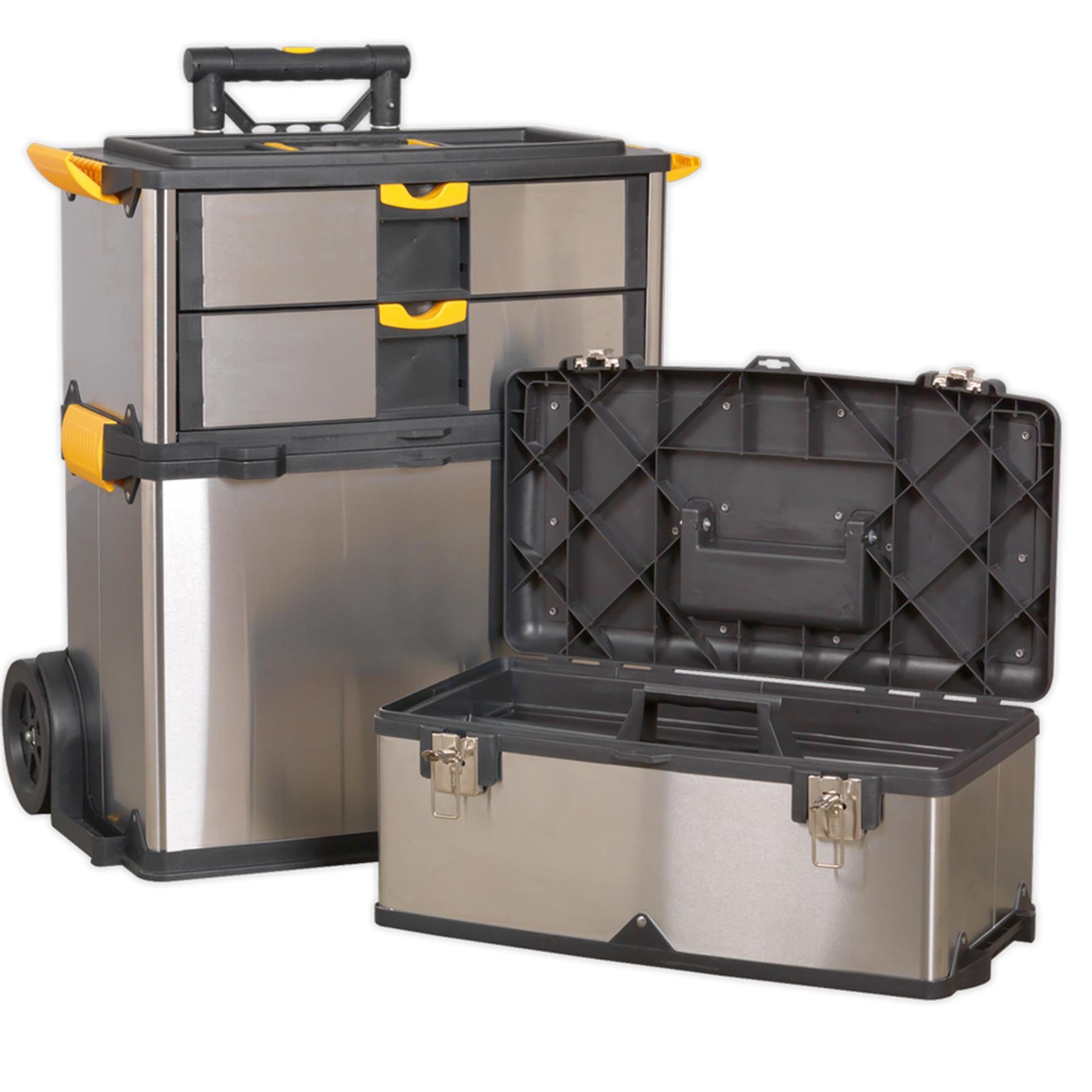 Sealey Mobile Stainless Steel/Composite Toolbox - 3 Compartment
