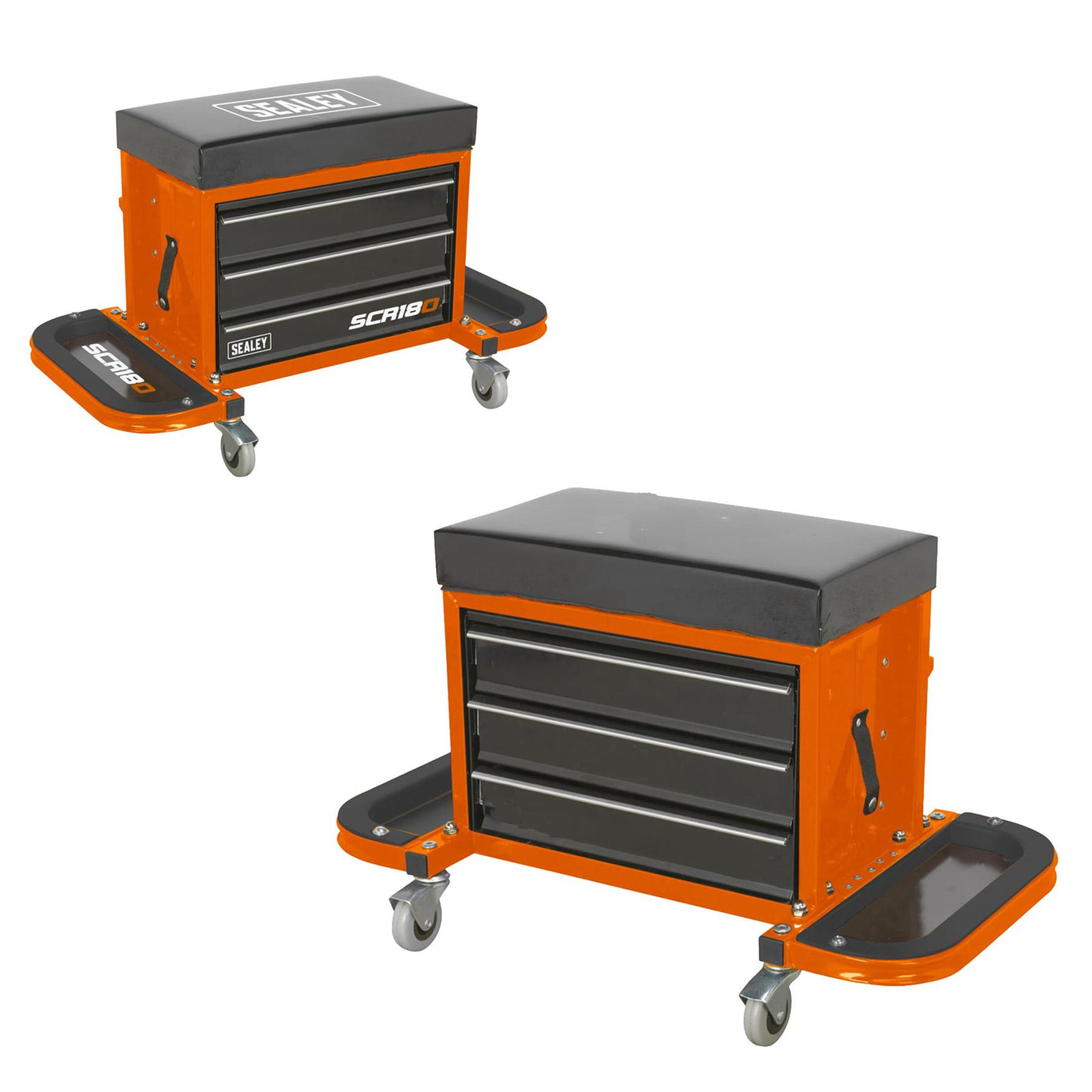 Sealey Mechanic's Utility Seat & Toolbox - Orange