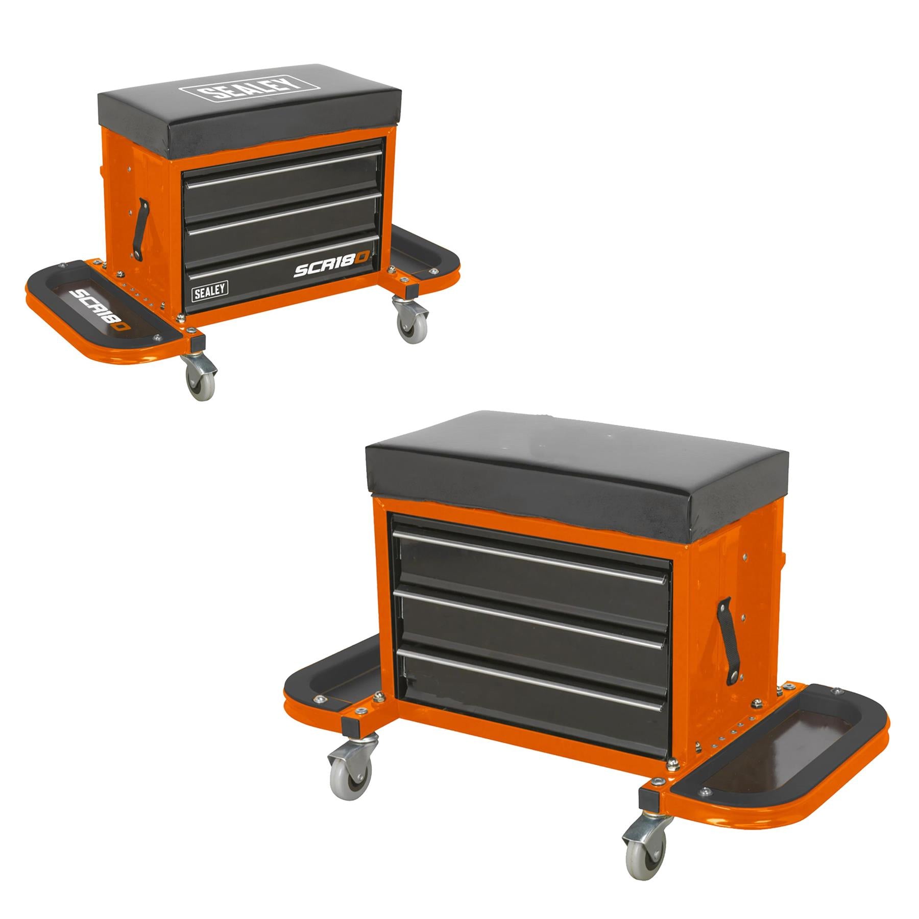 Sealey Mechanic's Utility Seat & Toolbox - Orange