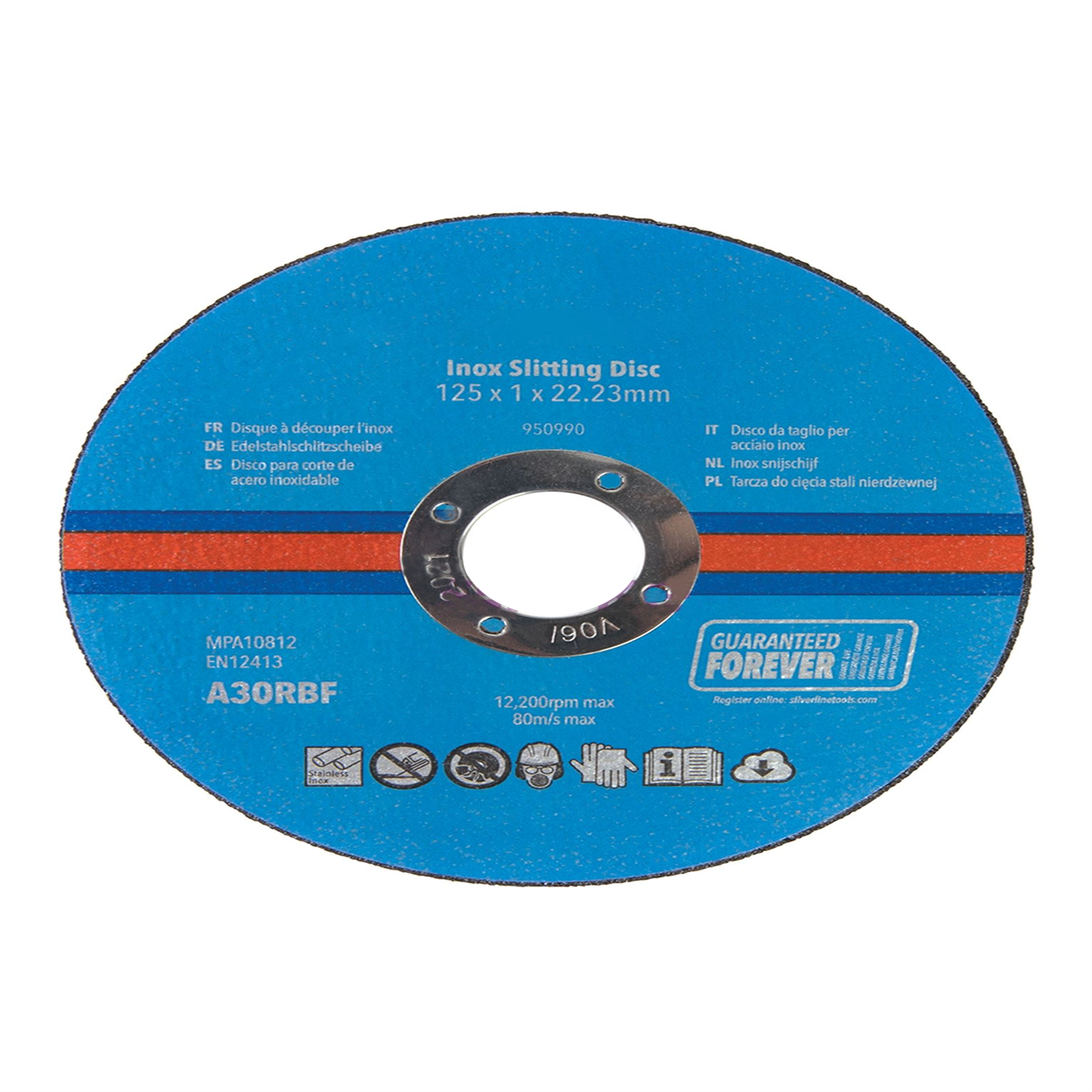 Inox Slitting Discs 10Pk For Cutting Stainless Steel 125 x 1 x 22.23mm