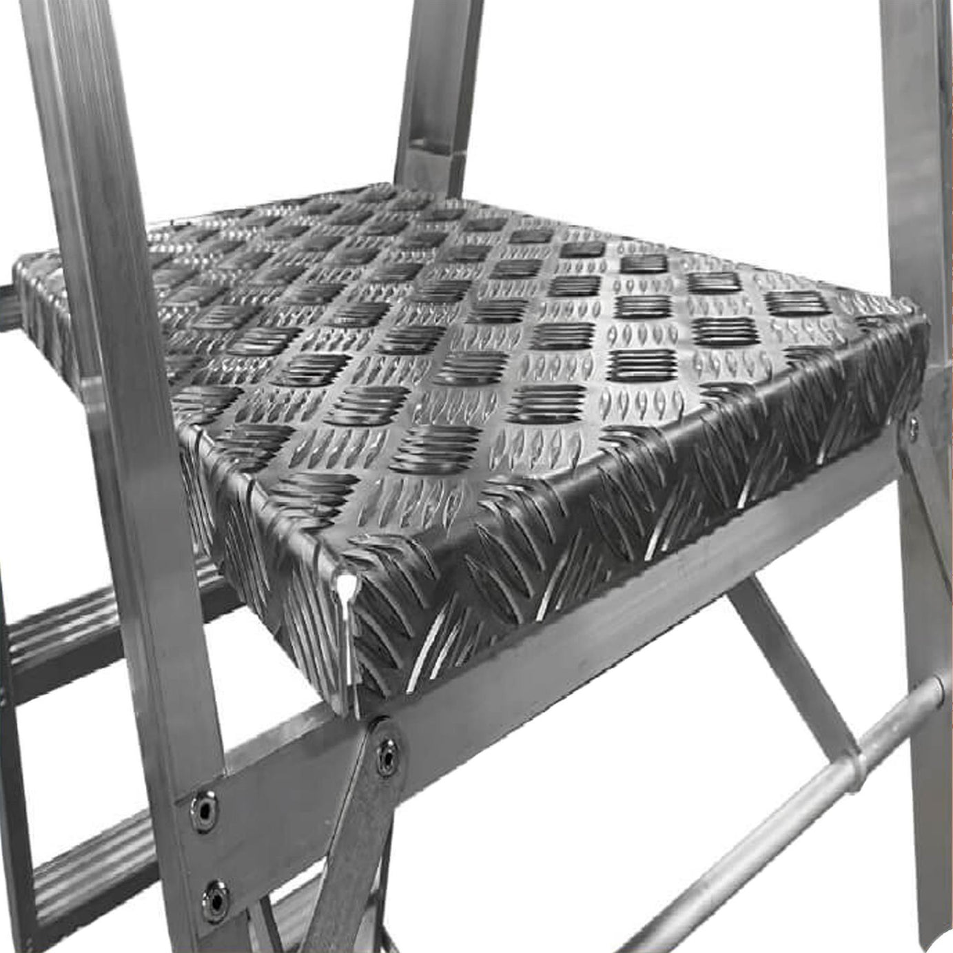 Dapetz PRo 3 Tread Aluminium Wide Platform Step Ladder 1.98m, With Handrail