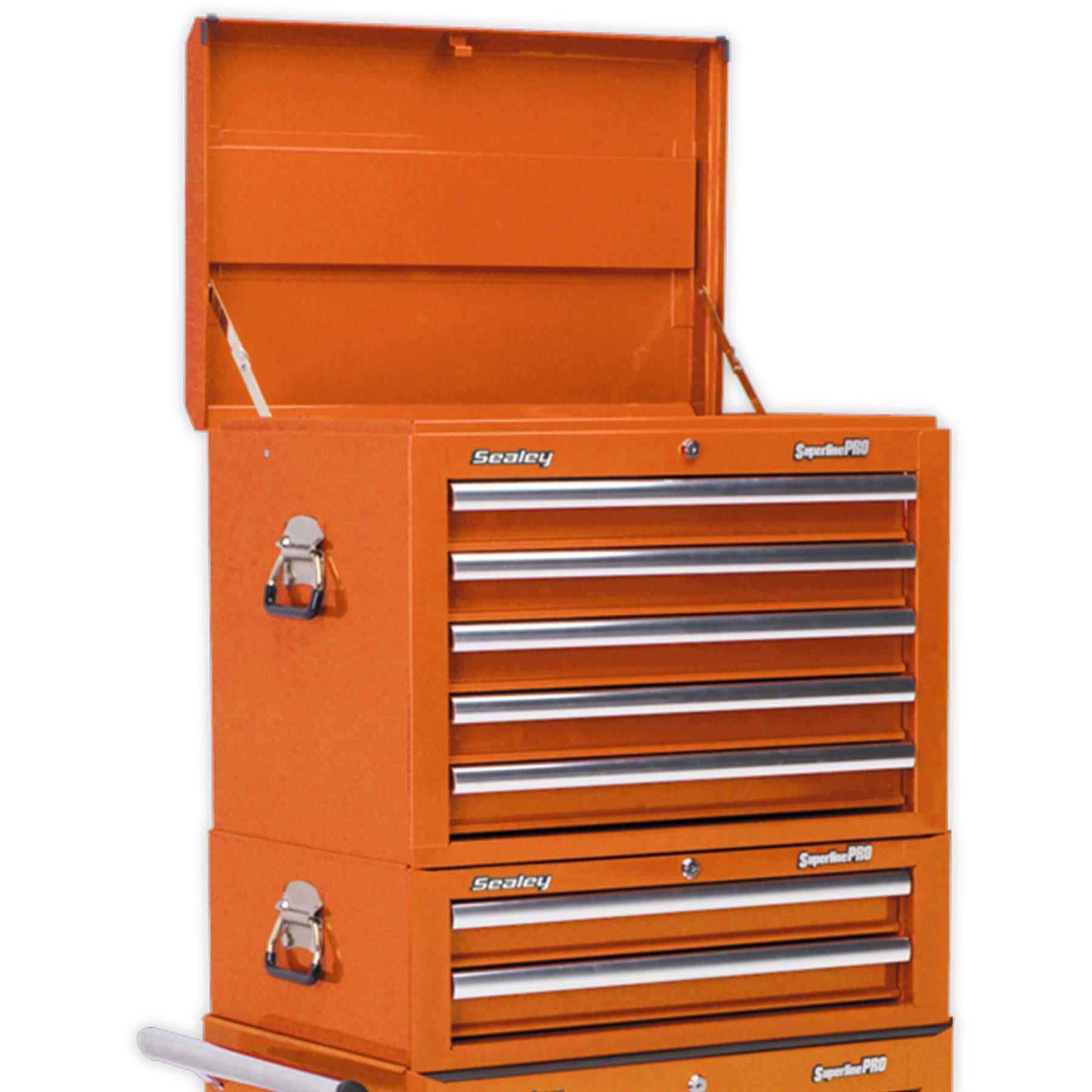 Sealey Topchest, Mid-Box & Rollcab Combination 14 Drawer - Orange