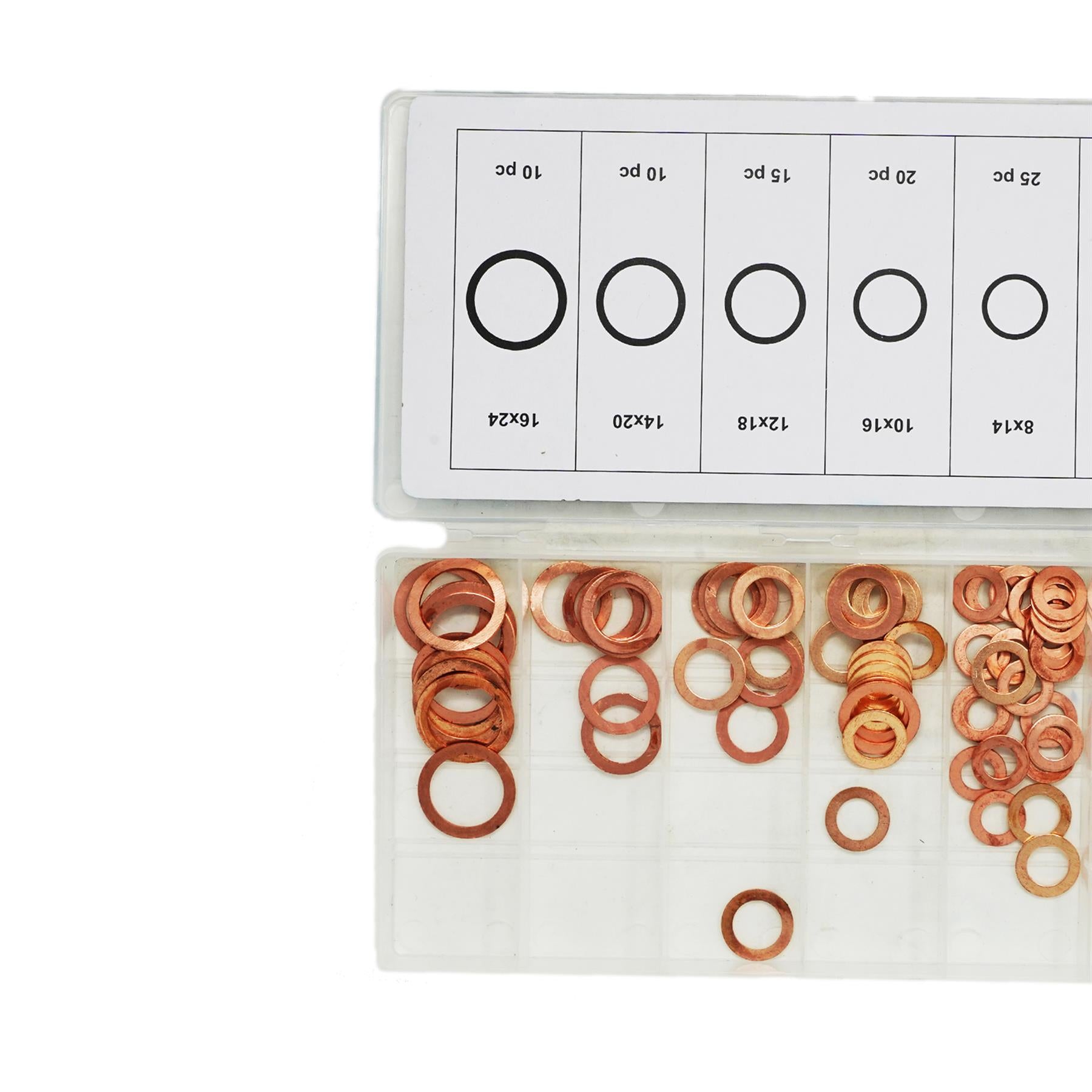 Assorted Box 110 Piece Imperial Washers Solid Copper Sump Plug Washer Set New