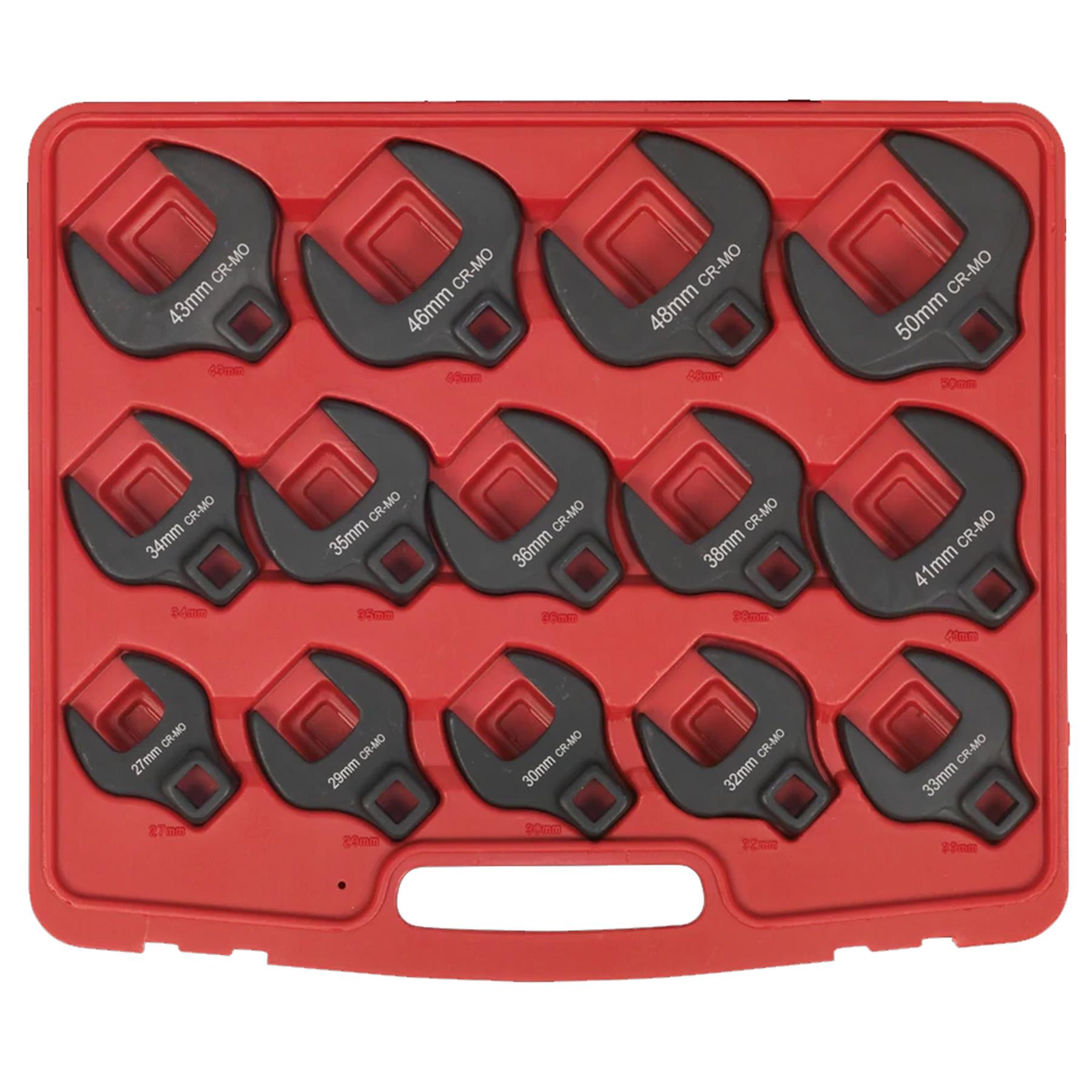 Sealey Crow's Foot Spanner Set 14pc 1/2"Sq Drive Metric