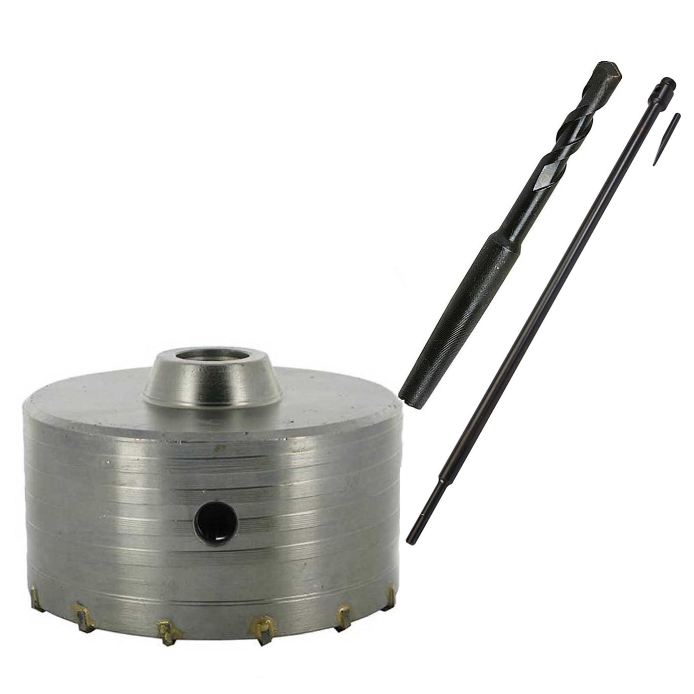 TCT Core Drill Bit 115mm Hole Saw Masonry Stone Brick SDS Plus 1150mm Shaft Pilot