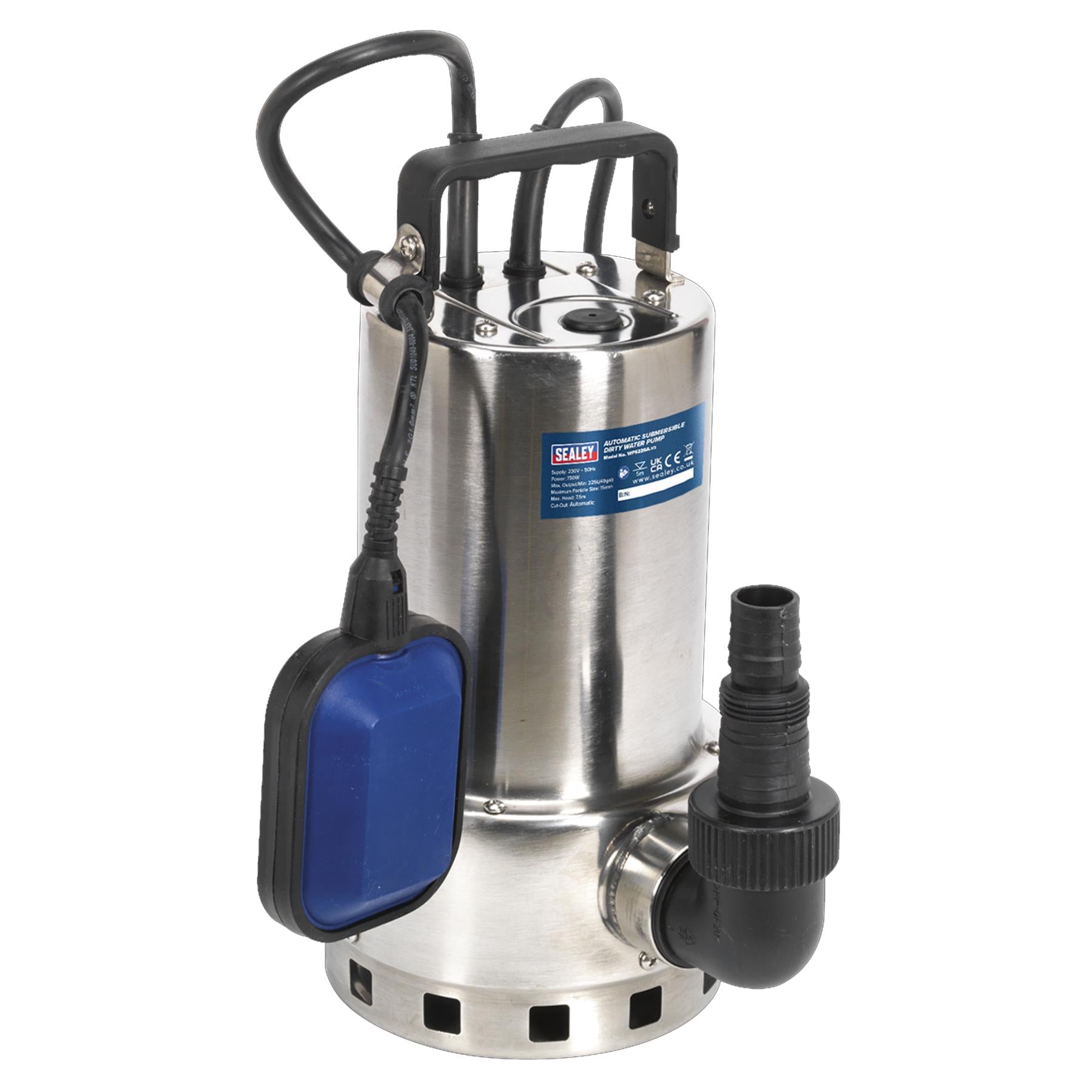 Sealey Submersible Stainless Water Pump Auto Dirty Water 225L/min 230V