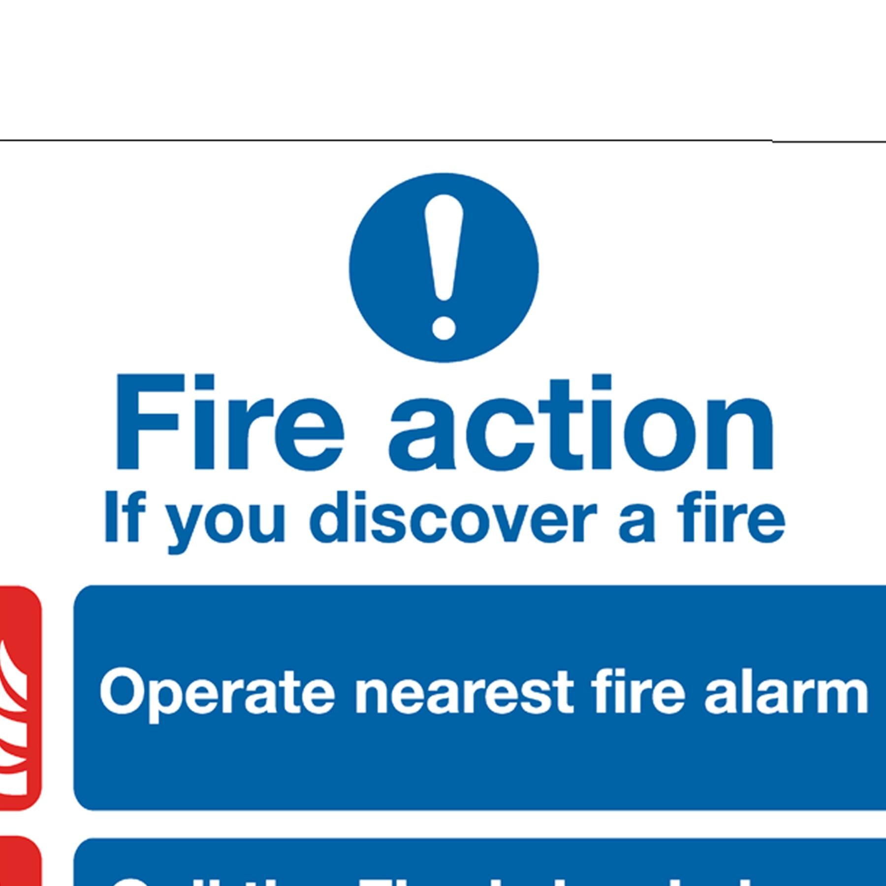 Sealey Safety Sign - Fire Action Without Lift - Plastic - Pk of 10