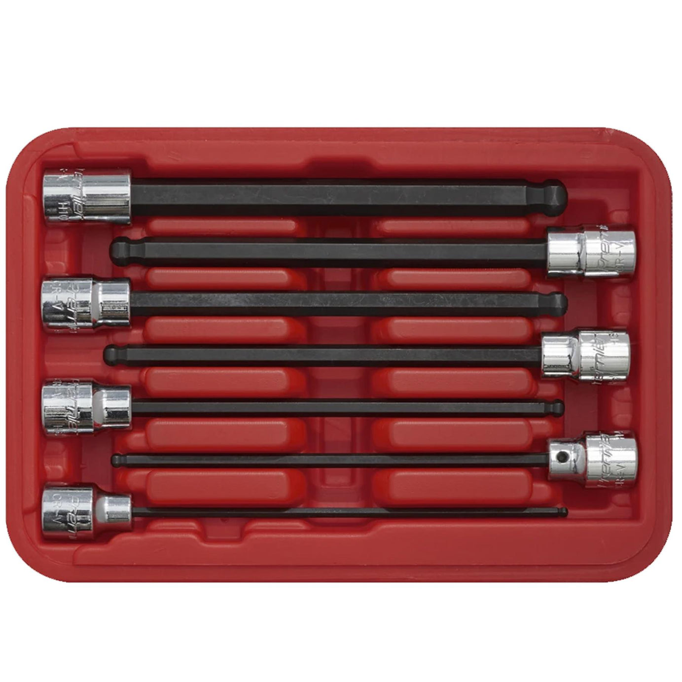 Sealey Ball-End Hex Socket Bit Set 7pc 3/8"Sq Drive 150mm Metric