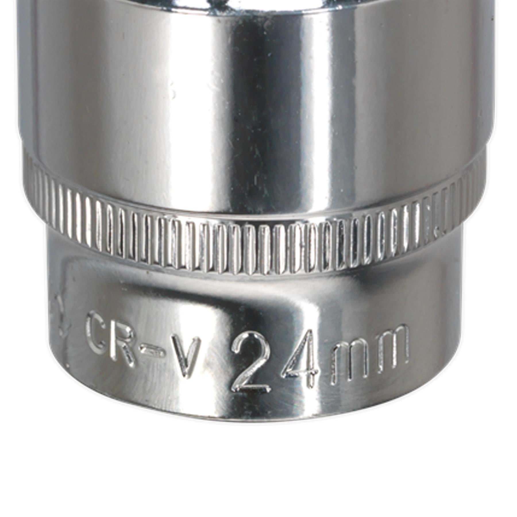 Sealey WallDrive Socket 24mm 3/8"Sq Drive Fully Polished