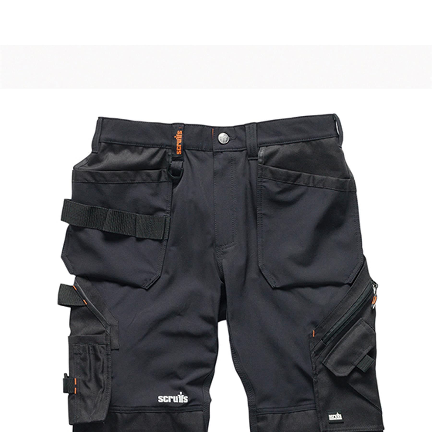 Scruffs Black Flex Work Flexible Slim Fit Trousers - Pro Flex Plus Holster 34R