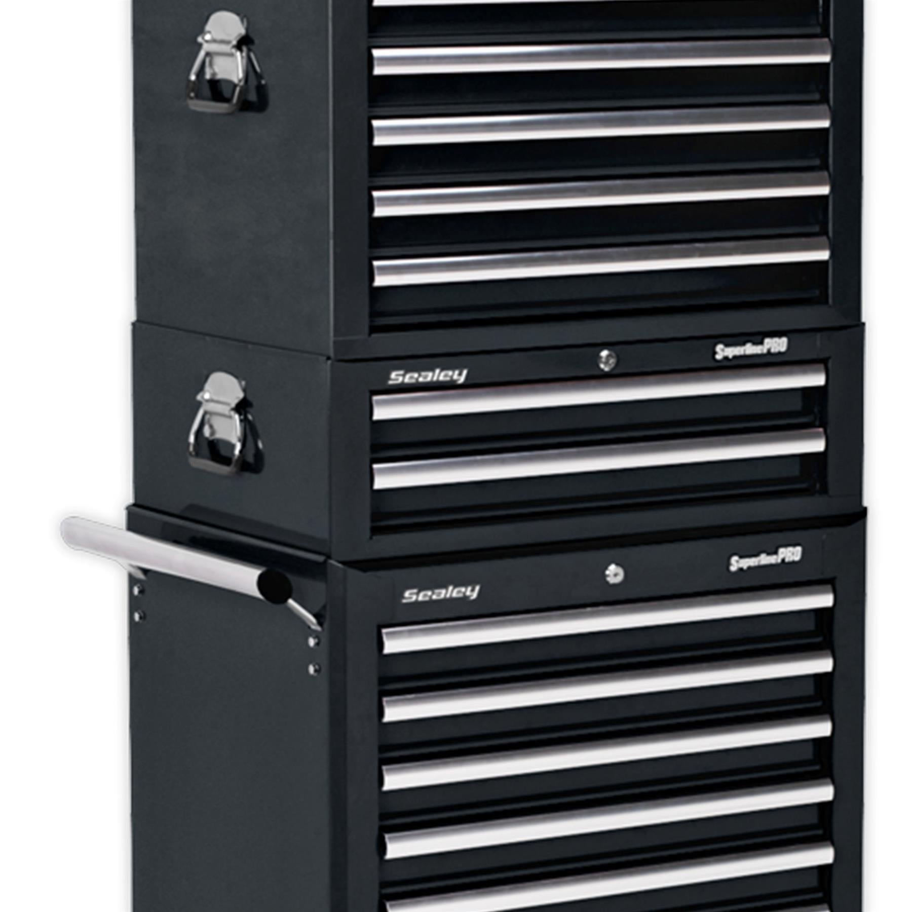 Sealey Topchest, Mid-Box & Rollcab Combination 14 Drawer - Black