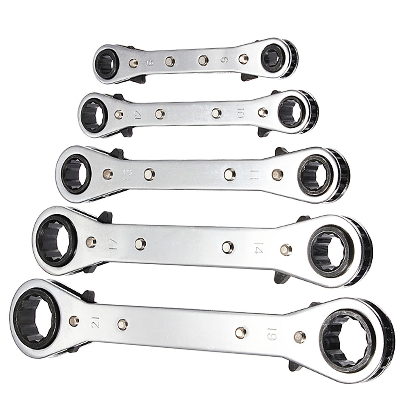 Ratcheting Ring Spanner Set 5 Metric Ratchet Ring Spanners 6-21mm Spanners