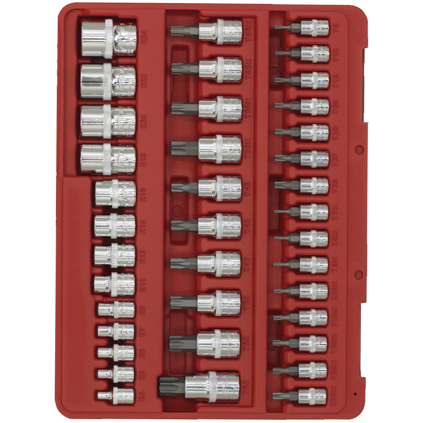 Sealey TRX-Star* & Security Socket Bit Set 38pc 1/4",3/8"&1/2"Sq Dr