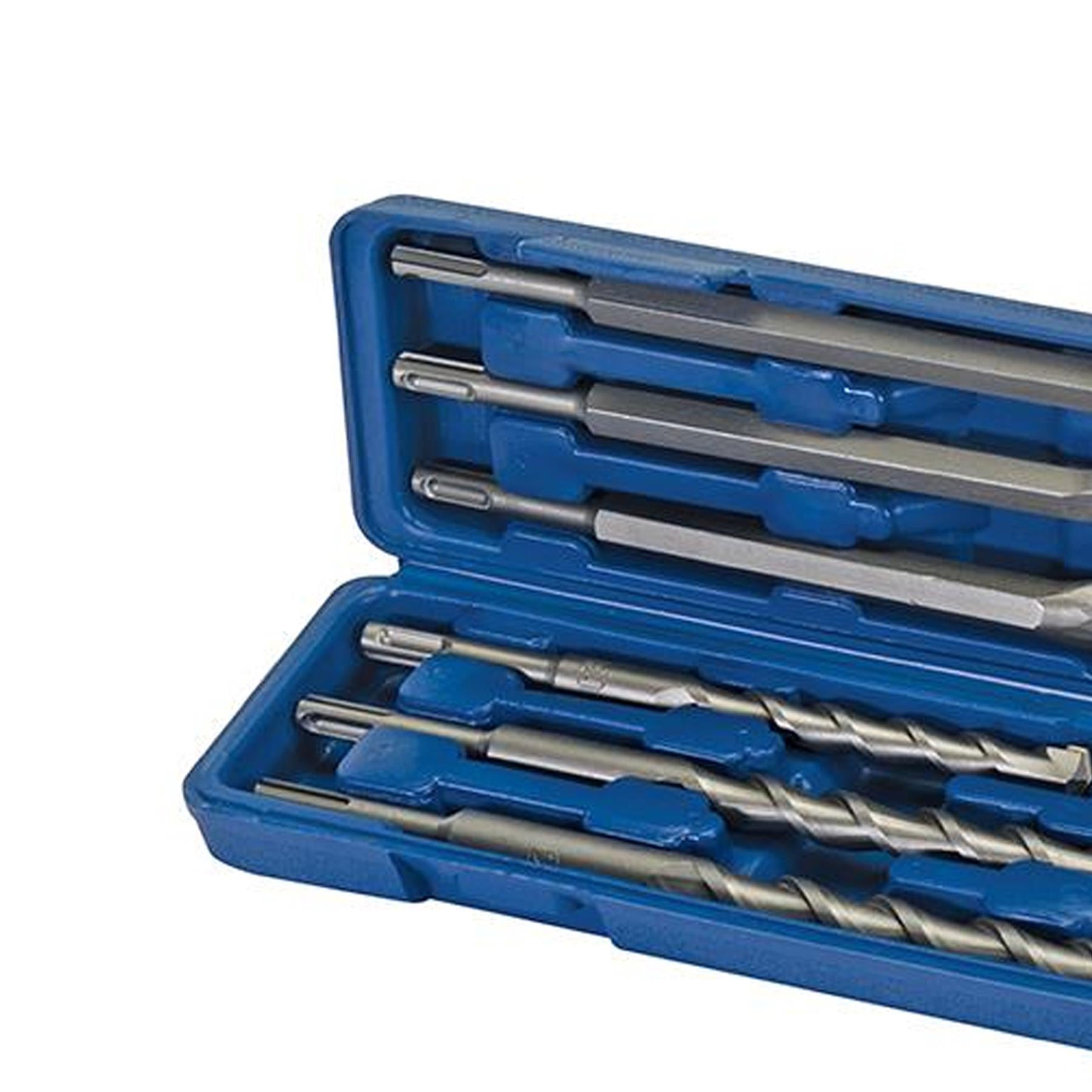12Pce SDS Plus Masonry Drill & Steel Set In Sturdy Case Professional Tool