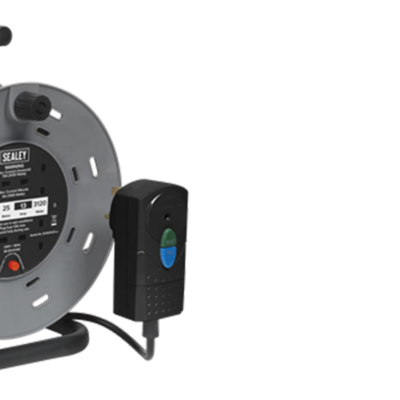 Cable Reel 25m 4 x 230V 1.25mm² Thermal Trip with RCD Plug