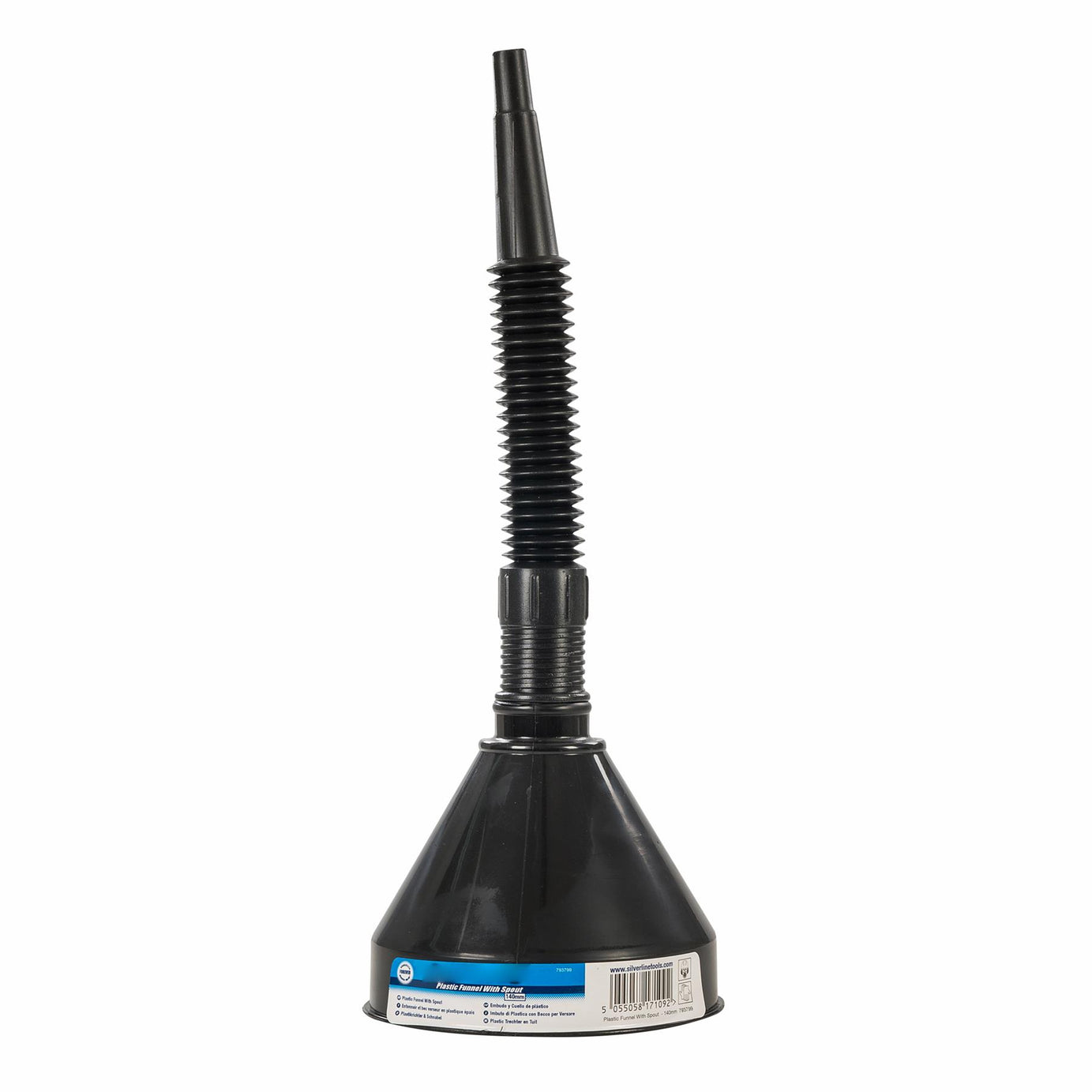 Plastic Funnel With Spout - 140mm With Brassed Gauze Filter - Thick Durable