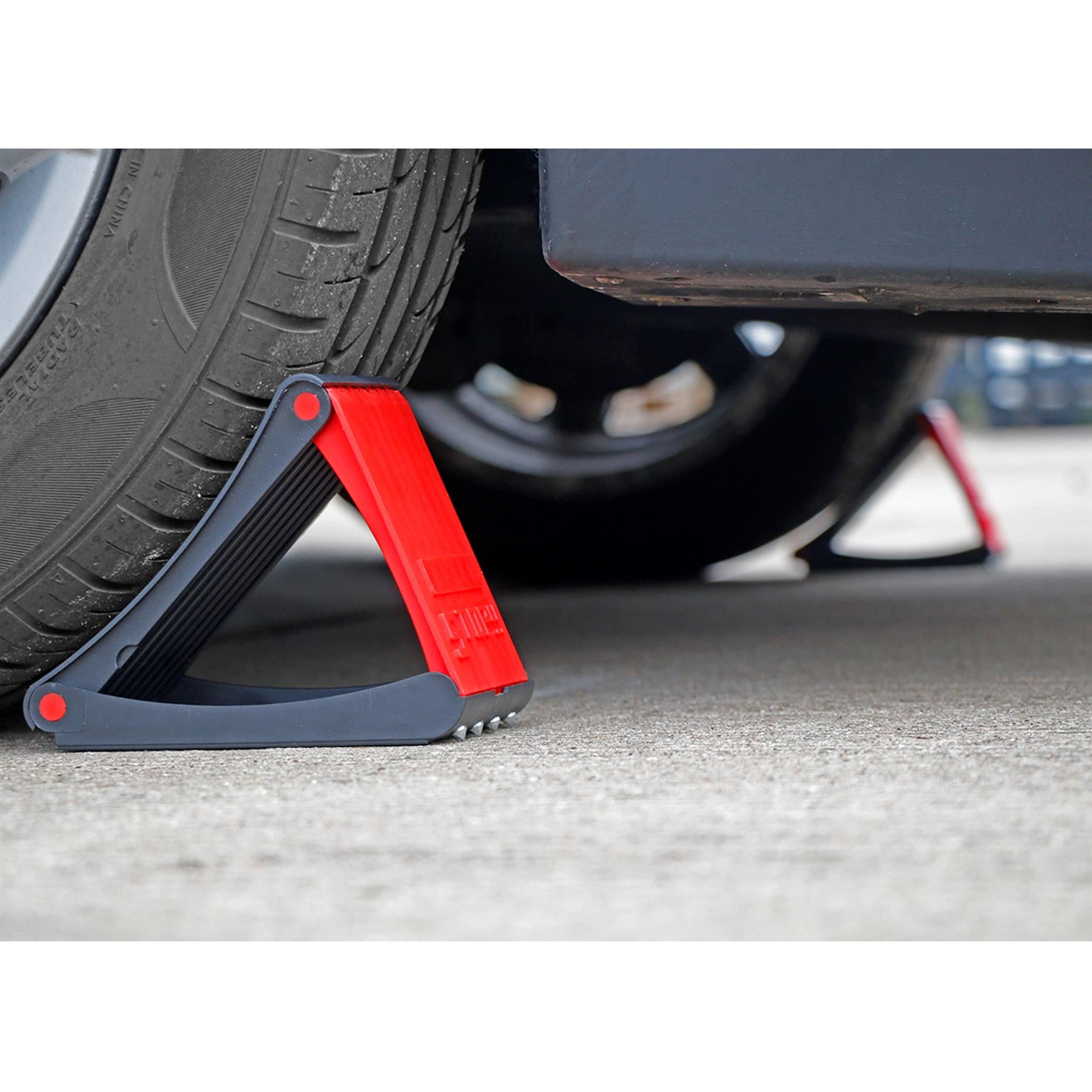 Fold Flat Wheel Chocks Pair Car Van Caravan Emergency Tyre Change Sealey