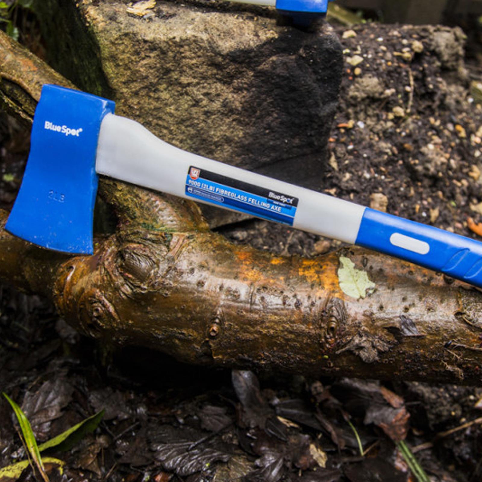 0.9kg 2lb Fibreglass Felling Axe Wood Splitter Shock Absorbtion Bluespot