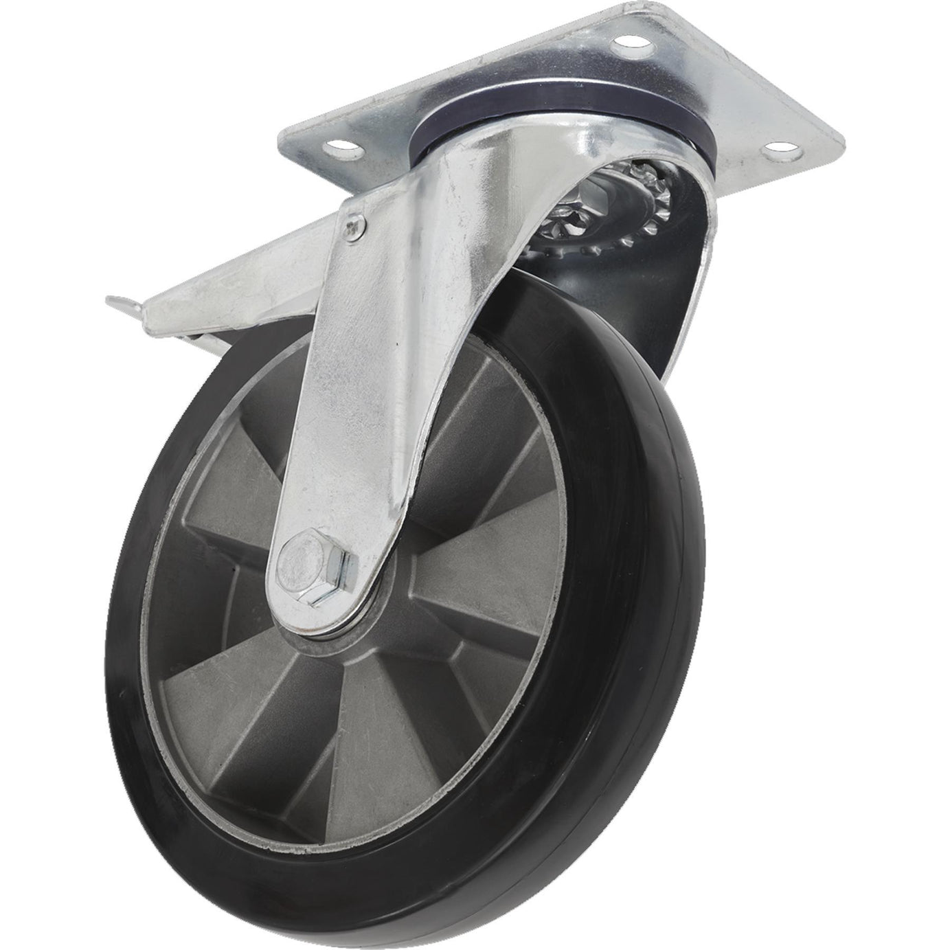 Sealey Heavy-Duty Rubber Castor Wheel Swivel Total Lock 152mm
