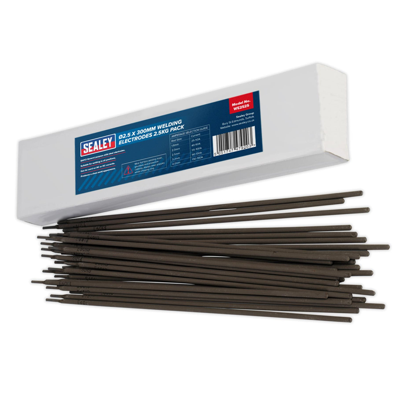 Welding Electrodes 2.5 x 300mm 2.5kg Pack mild steel electrodes made Sealey