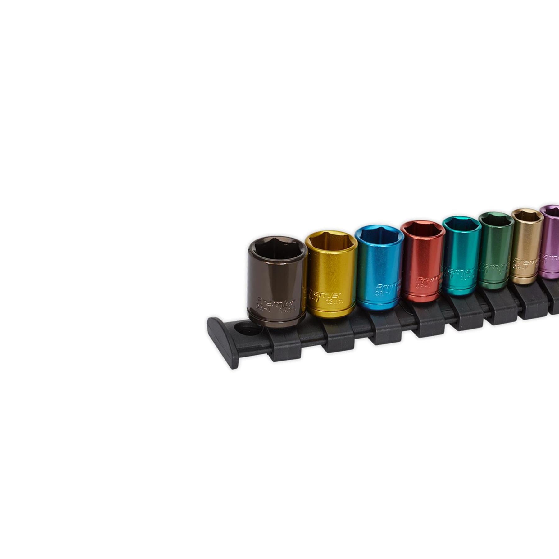 Sealey 13pc Multi Coloured Socket Set 4mm - 14mm 6pt Set 1/4" Sq Drive