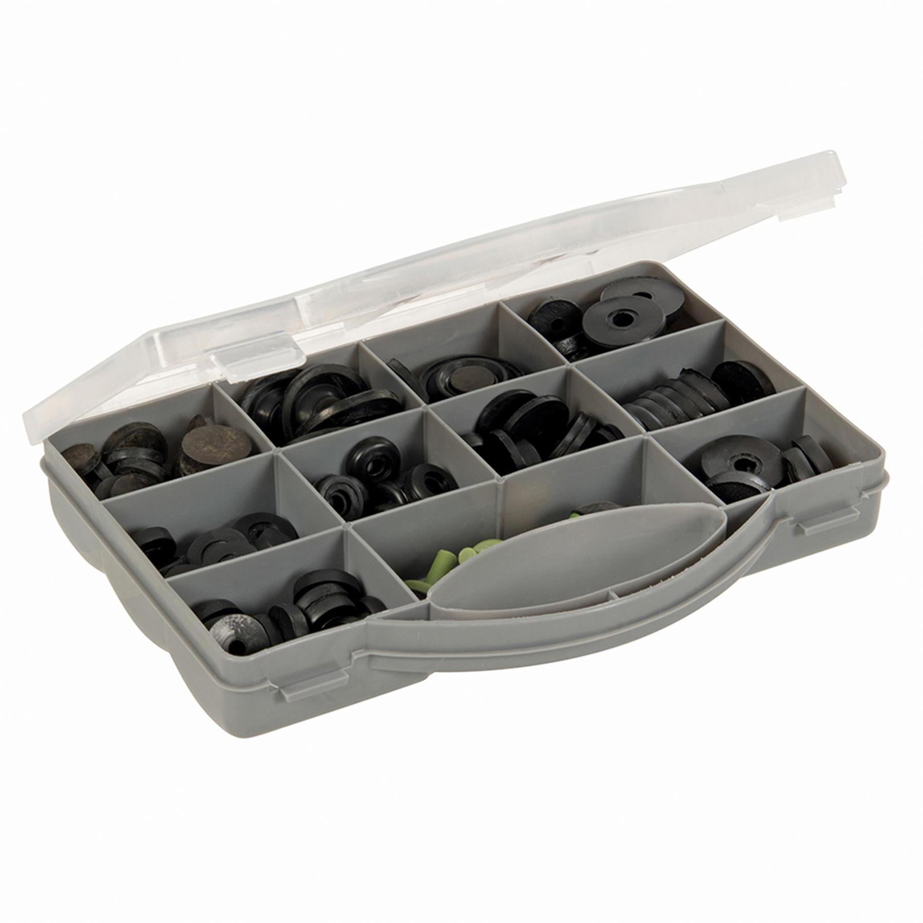 140Pce Tap Washers Assortment Pack Rubber Flat, Domed Washers & Jumpers