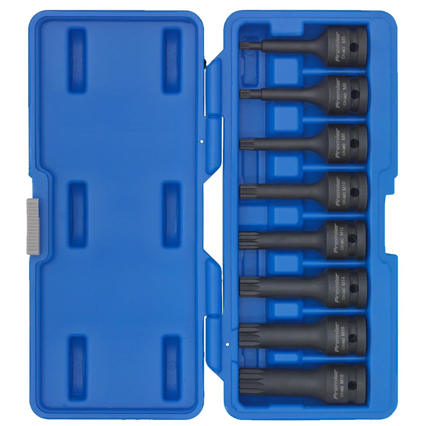 Sealey Impact Spline Socket Bit Set 8pc 1/2"Sq Drive