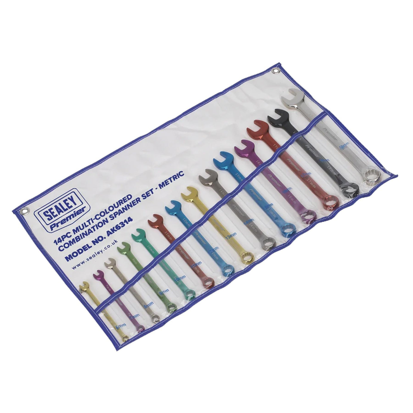 Sealey Combination Spanner Set 14pc Multi-Coloured Metric