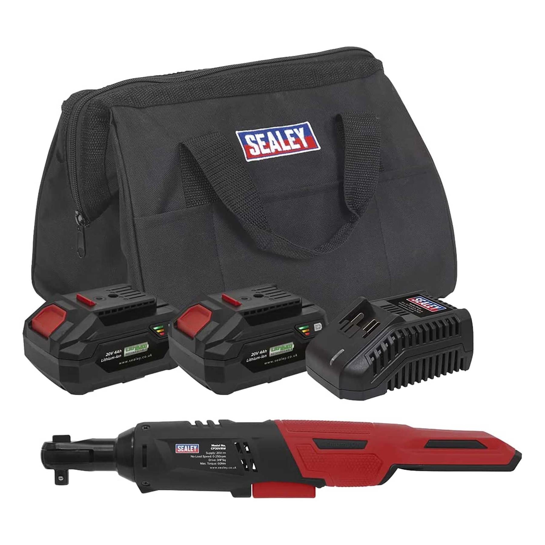 Sealey Cordless Ratchet Wrench 3/8"Sq Drive Kit 20V SV20 Series - 2 Batteries