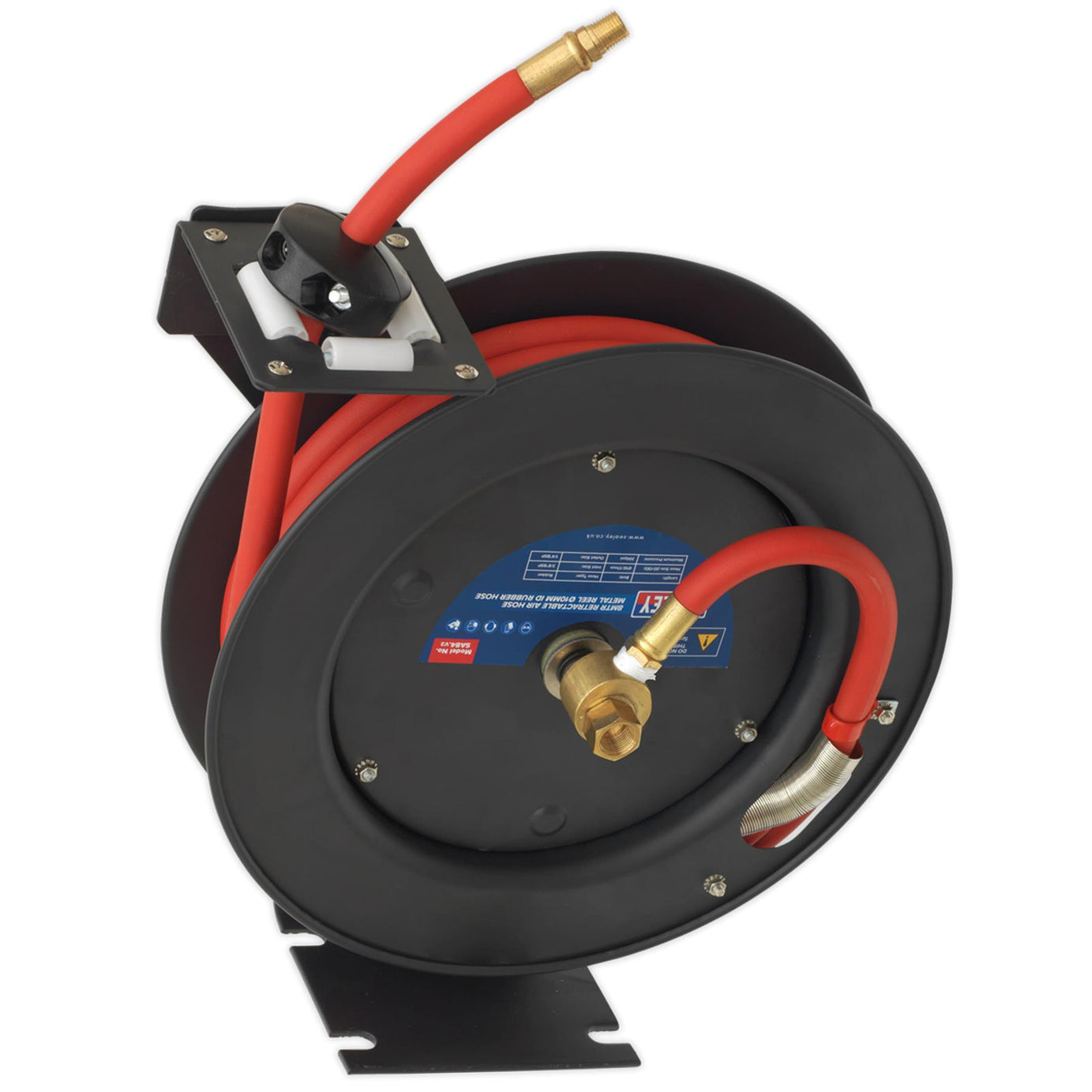 Sealey Retractable Air Hose Steel Reel 8m 10mm ID Rubber Hose