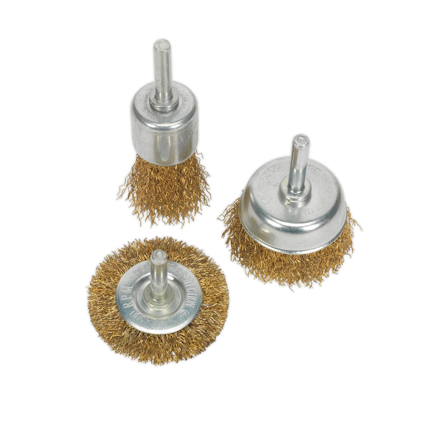 Sealey Wire Brush Set 3pc Brassed