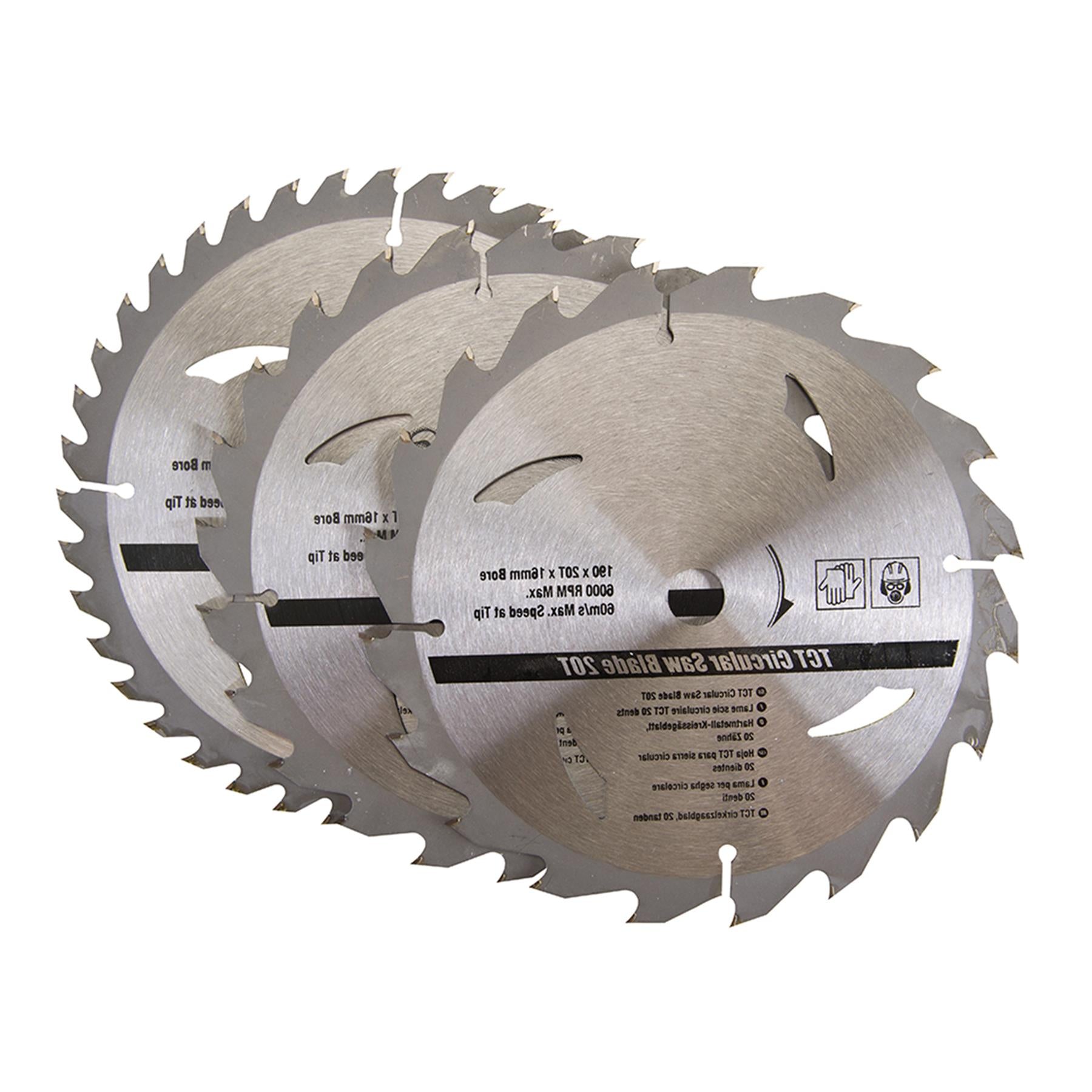 3 Piece TCT Circular Saw Blade Set 190 x 16 - No Ring