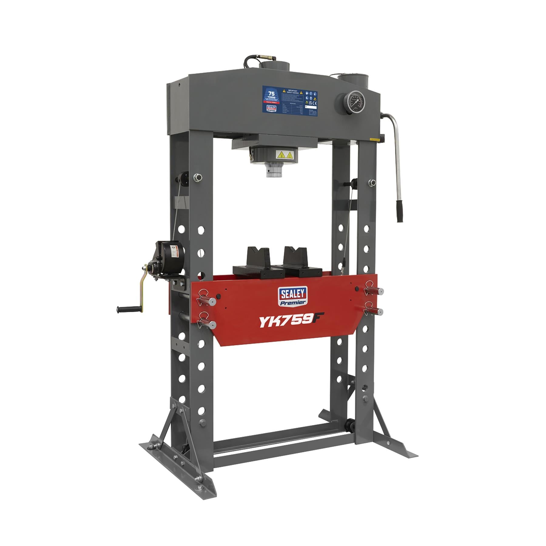 Sealey Hydraulic Press 75tonne Floor Type Steel Frame & Flat Pressing Plate