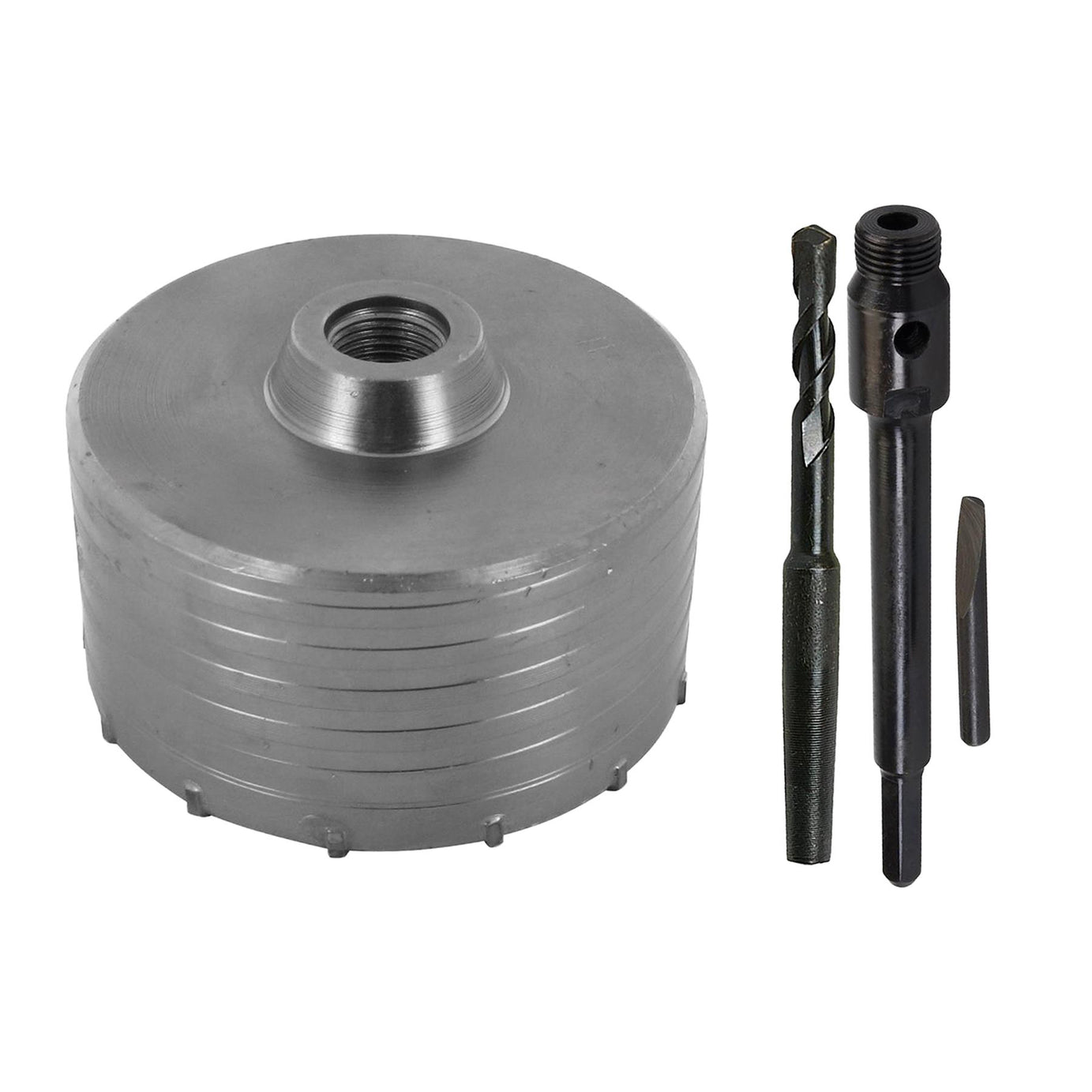 TCT Core Drill Bit 125mm Hole Saw Masonry Stone Brick Hex 200mm Extensions Pilot