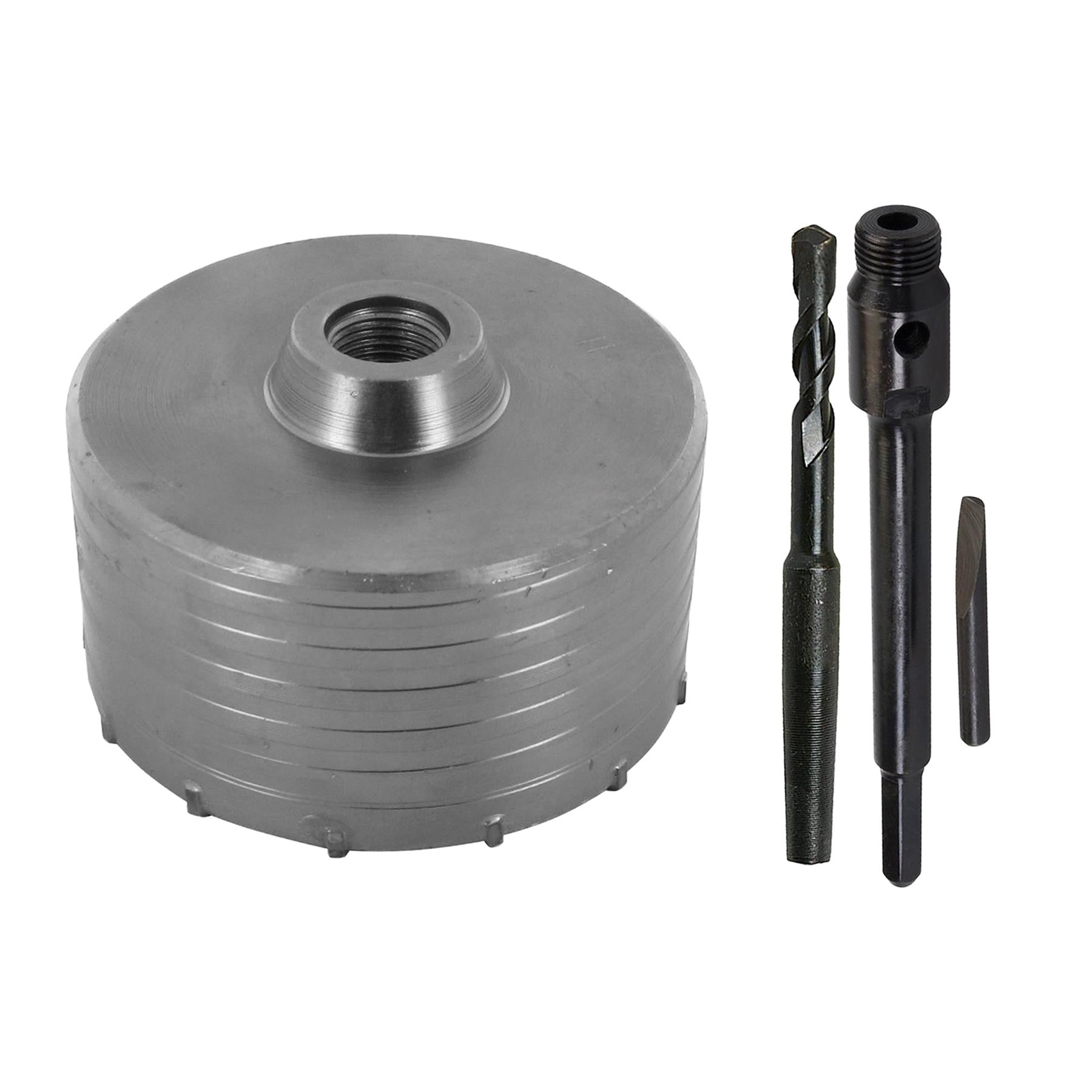 TCT Core Drill Bit 125mm Hole Saw Masonry Stone Brick Hex 200mm Extensions Pilot