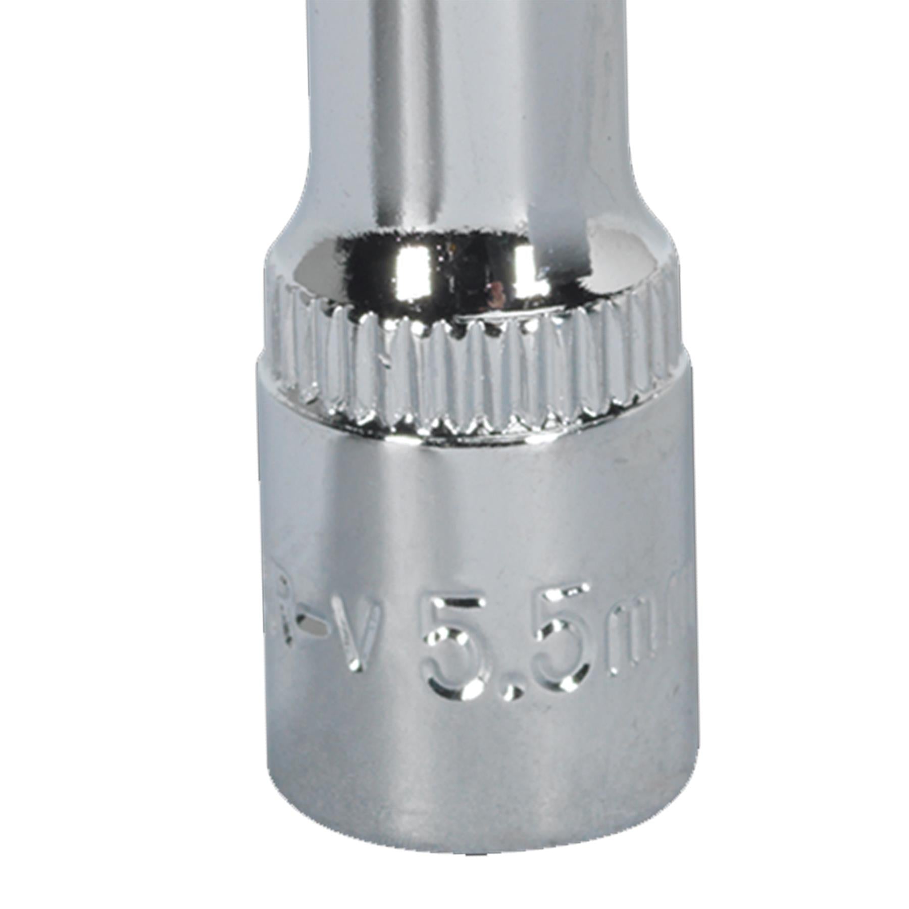 Sealey WallDrive Socket 5.5mm Deep 1/4"Sq Drive Fully Polished