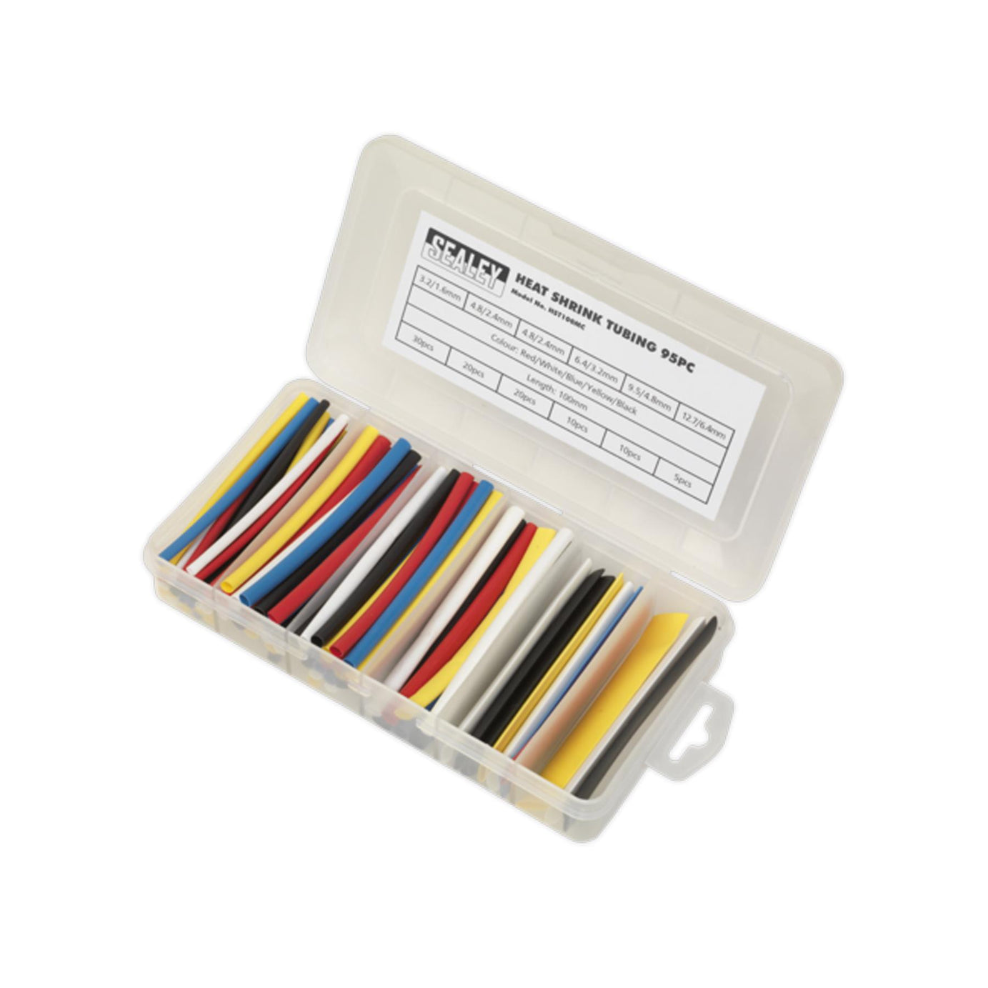 Sealey Heat Shrink Tubing Assortment 95pc 100mm Mixed Colours