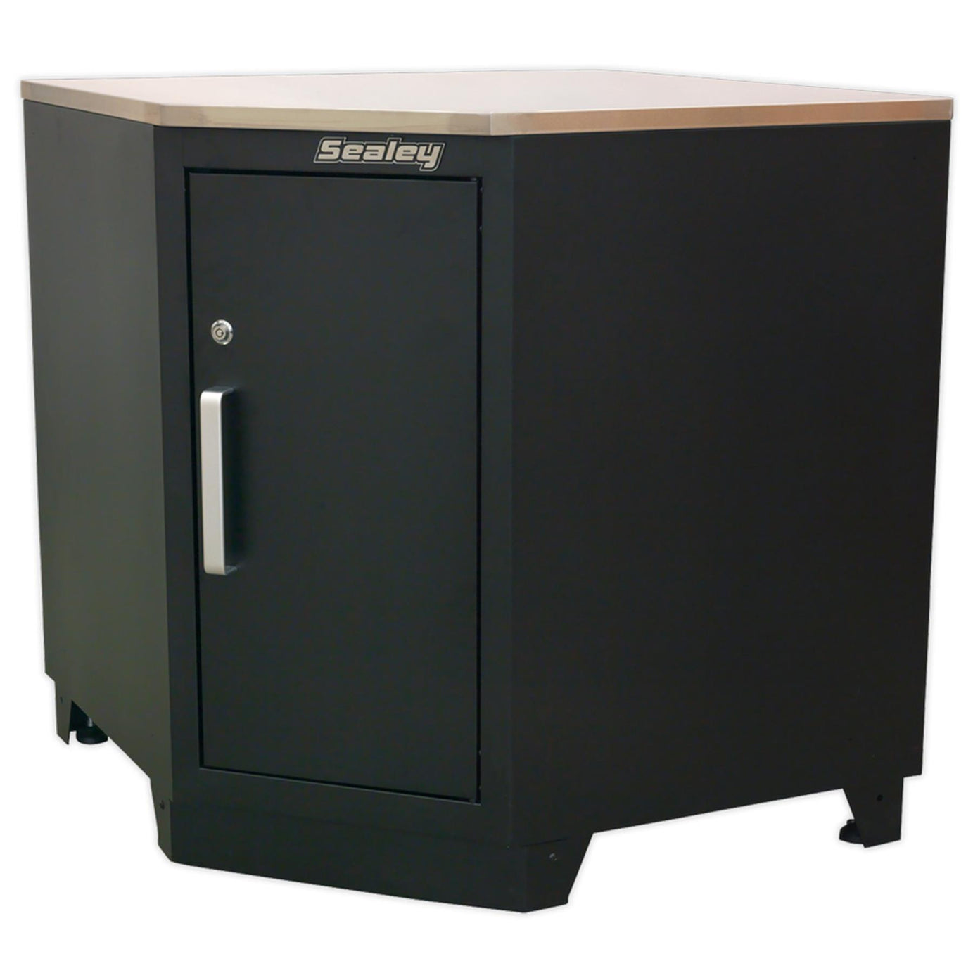 Sealey Stainless Steel Corner Worktop Floor Cabinet. 930mm