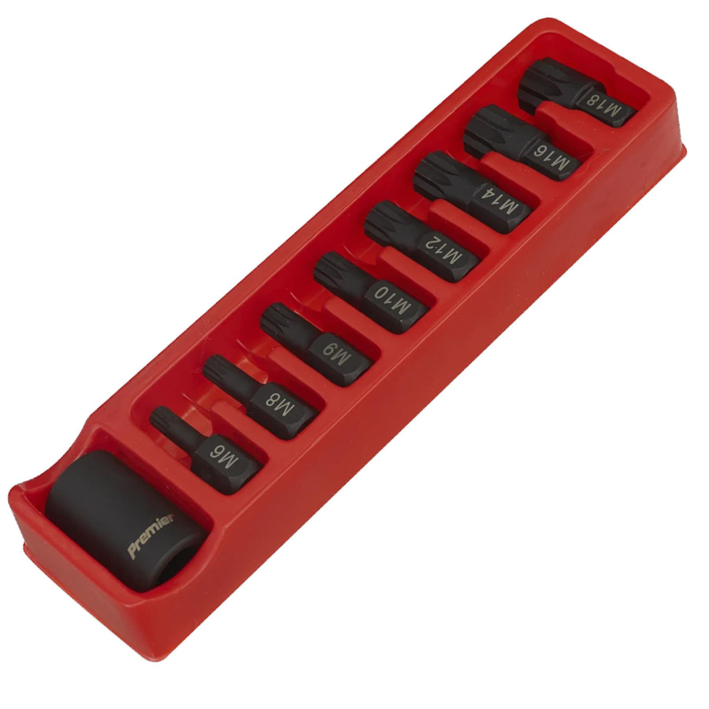 Sealey Impact Spline Bit & Holder Set 9pc 1/2"Sq Drive