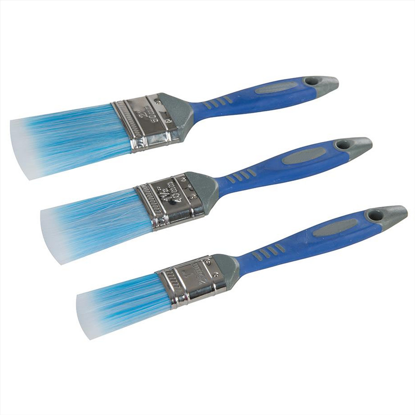 No-Loss Synthetic Paint Brush Set 3Pc Corrosion Resistant Stainless Steel Ferule