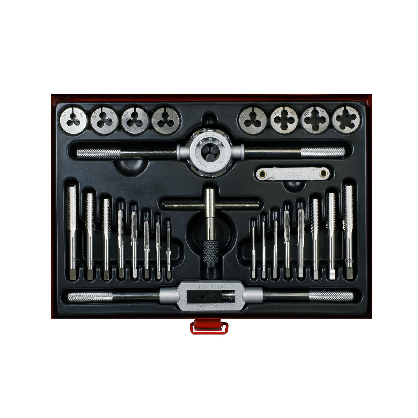 Sealey 28pc Tap and Die Set Split Dies Metric Thread Cutting Tool M3 - M12 Steel