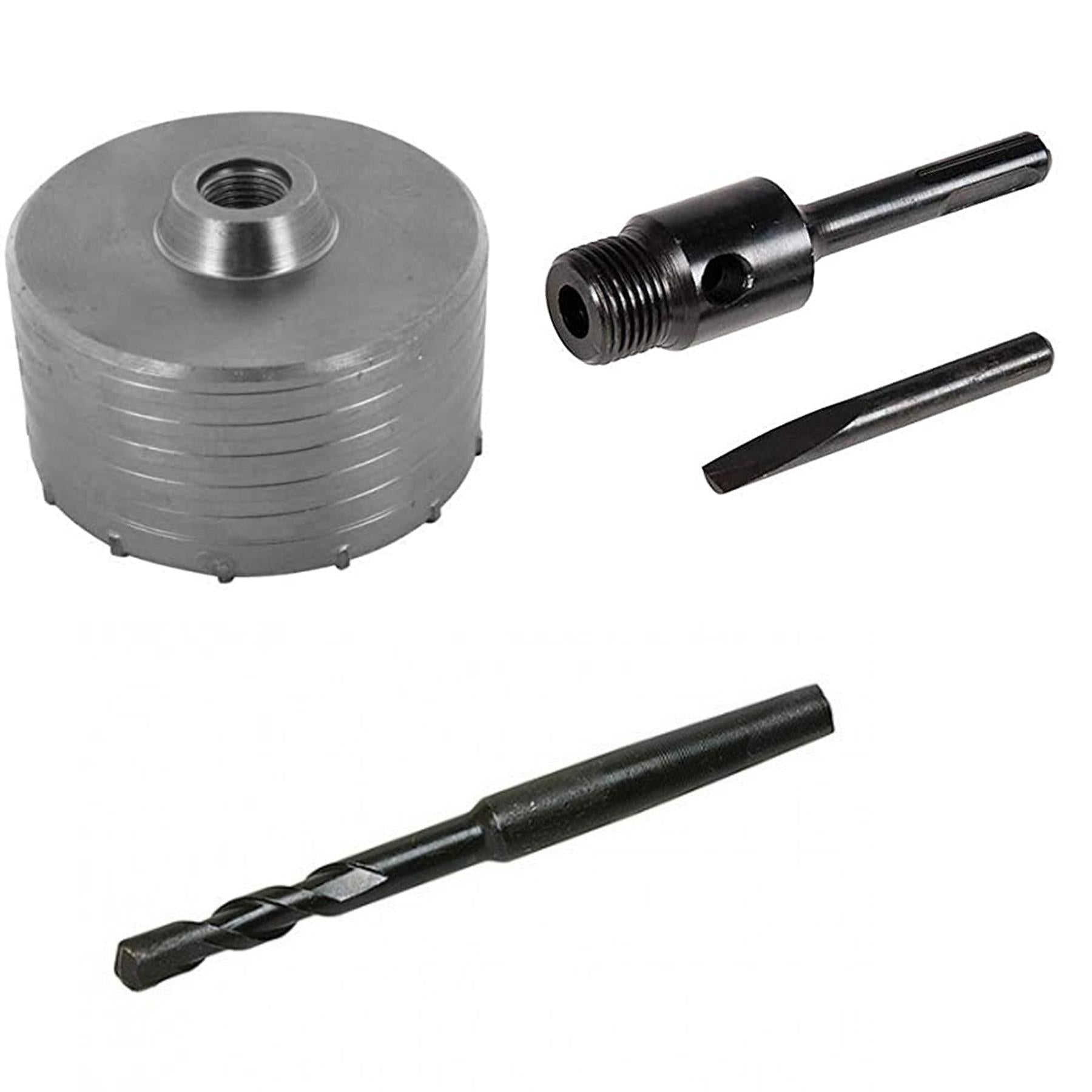 TCT Core Drill Bit 125mm Hole Saw Masonry Stone Brick SDS Plus 125mm Shaft Pilot