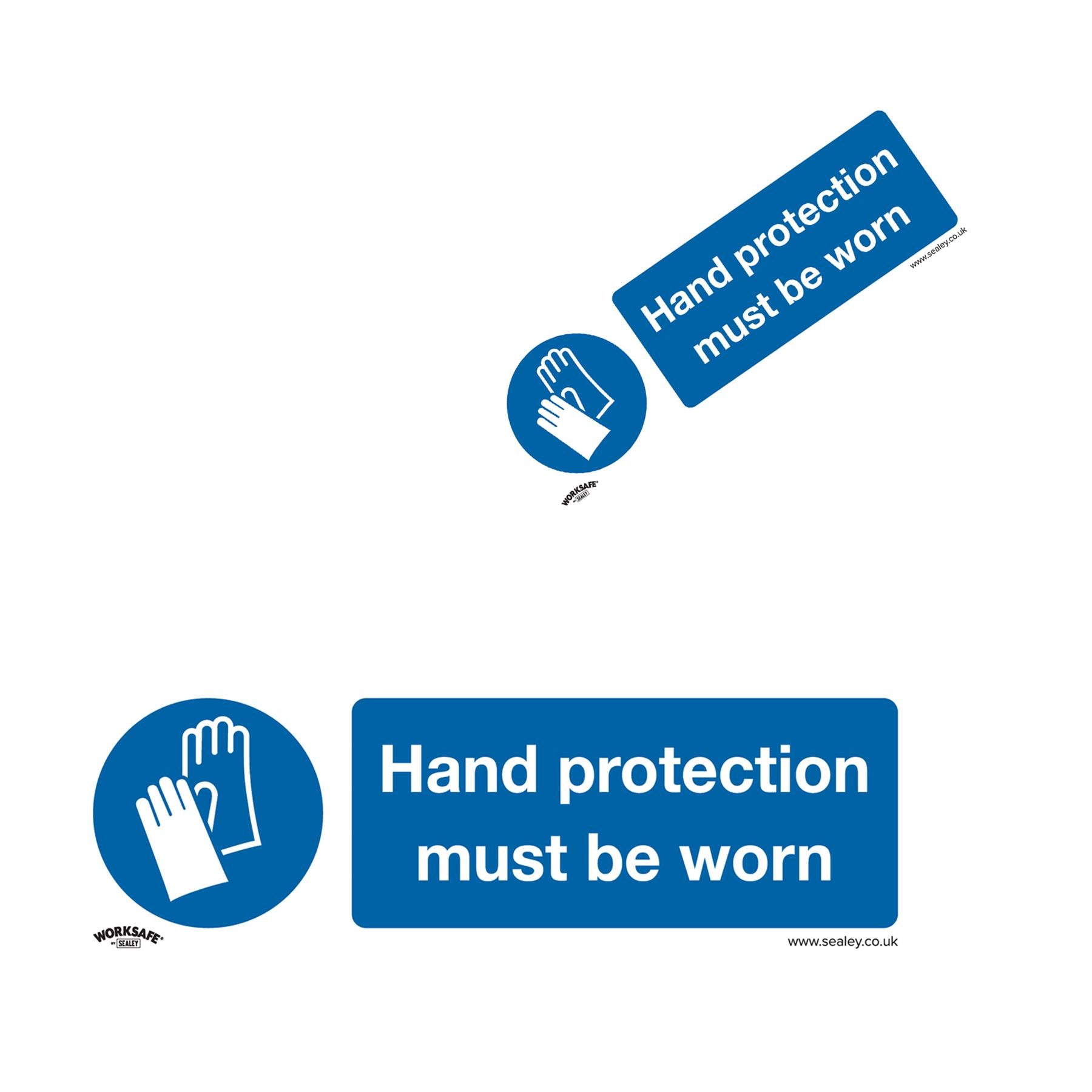 Mandatory Safety Sign - Hand Protection Must Be Worn - Self-Adhesive Vinyl