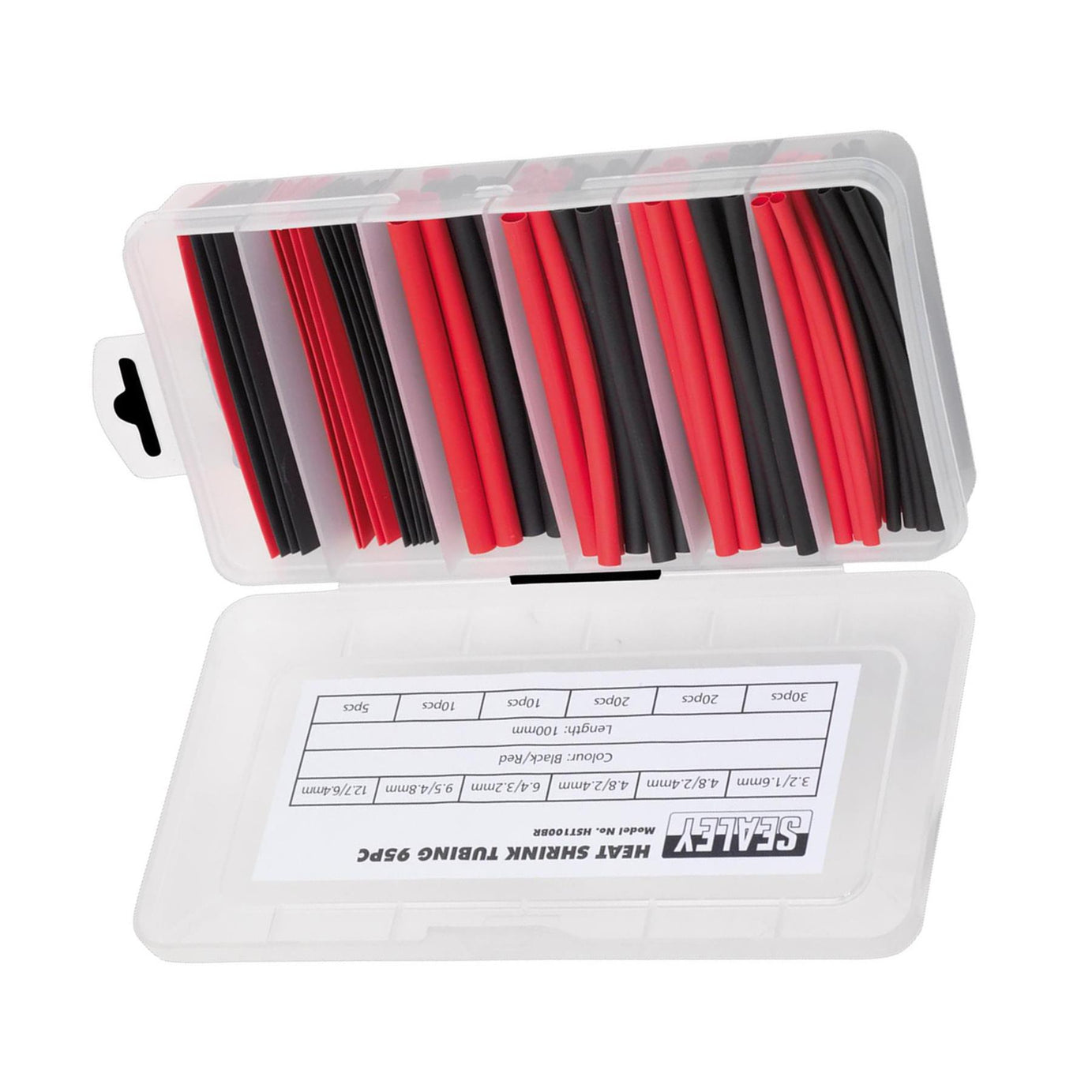 Sealey Heat Shrink Tubing Assortment 95pc 100mm Black & Red