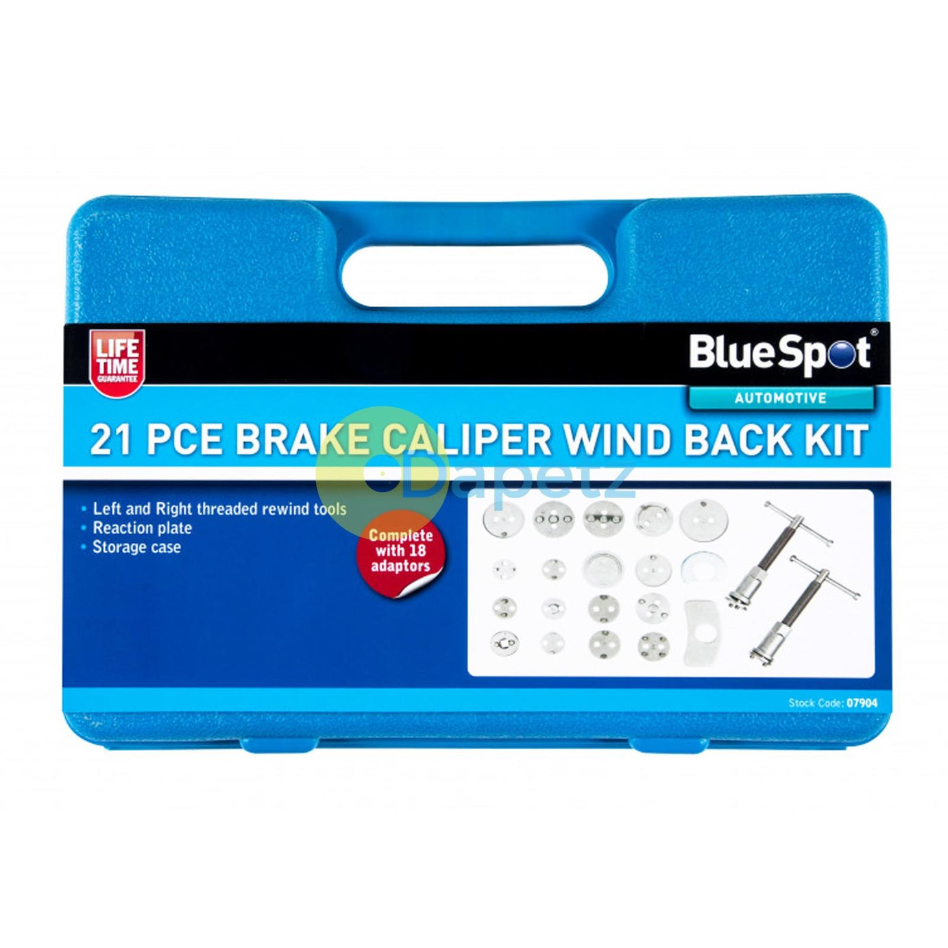 BlueSpot 21Pce Universal Brake Caliper Piston Rewind Repair Kit Wind Back Tool Set