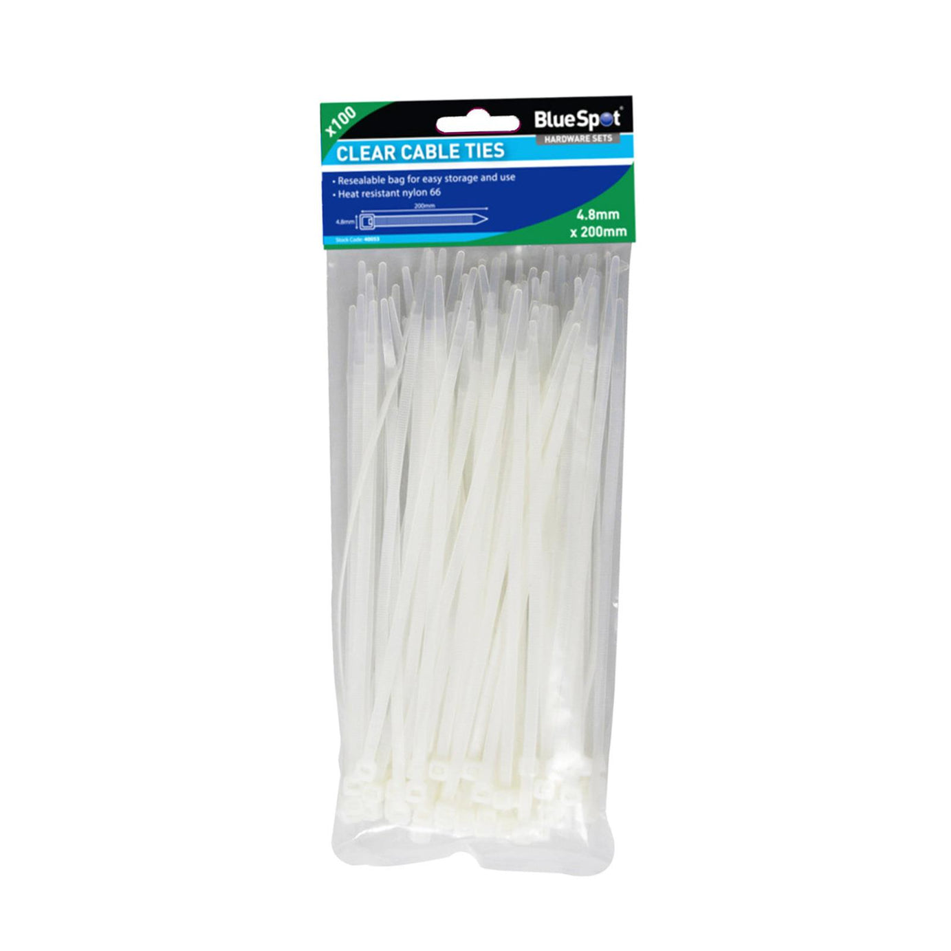 BlueSpot Cable Ties White Releasable SelfLocking Ties 100Pce 200mm