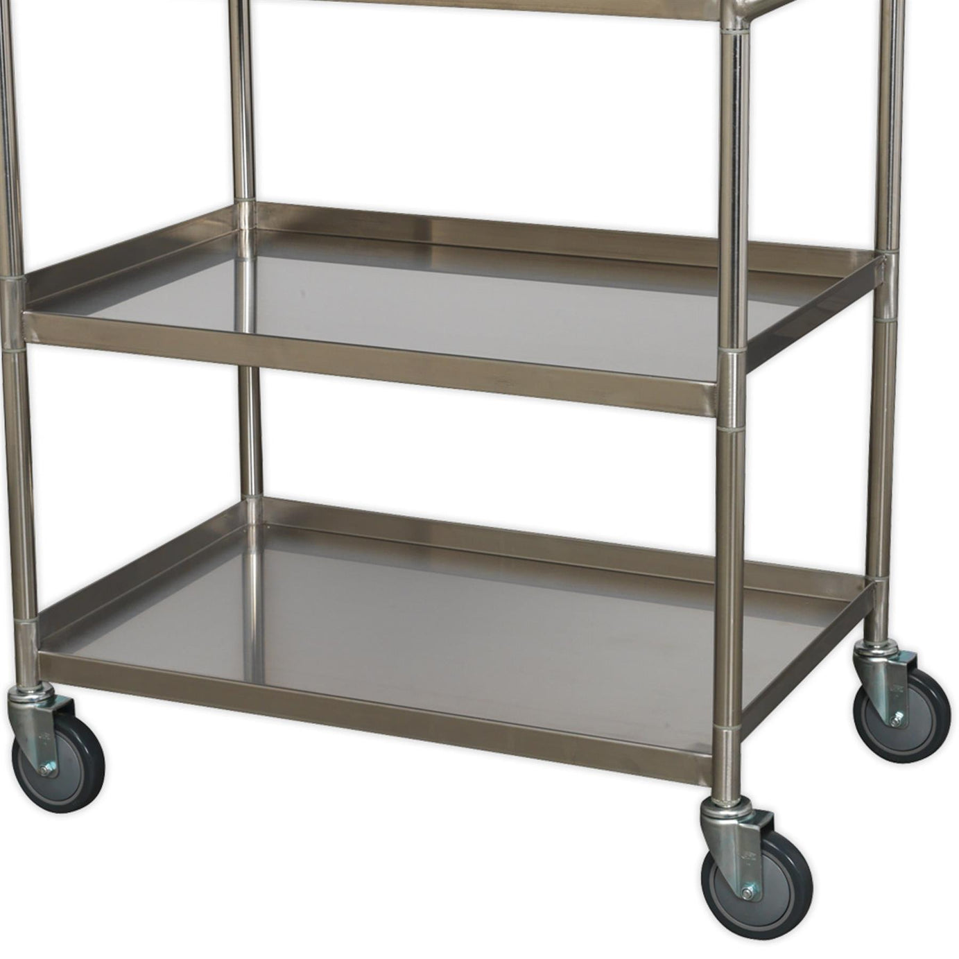 Sealey Workshop Trolley 3-Level Stainless Steel  30kg capacity shelves.