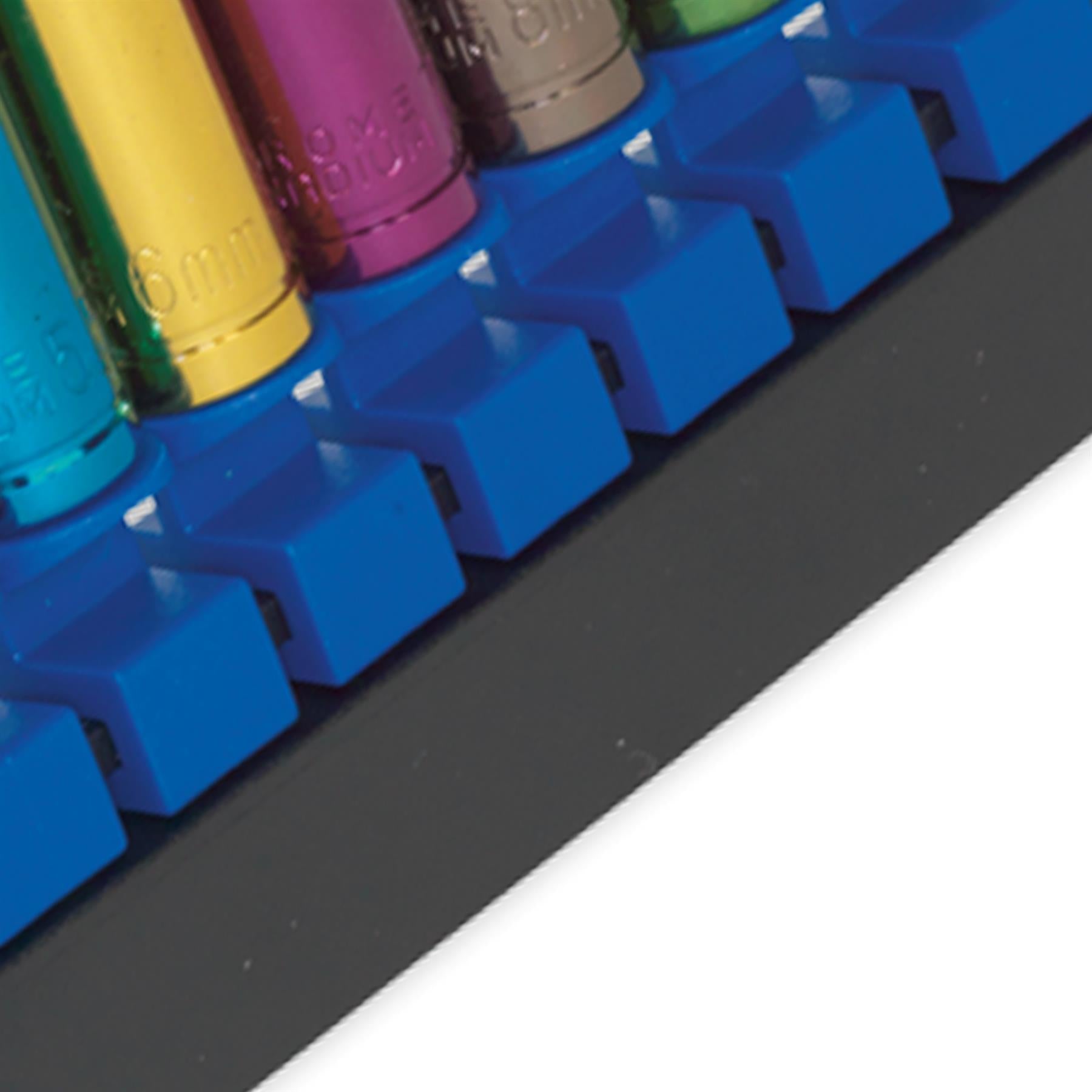 Sealey Multi-Colour Socket Set 12pc 1/4 Sq Dr 6pt Deep WallDrive MM