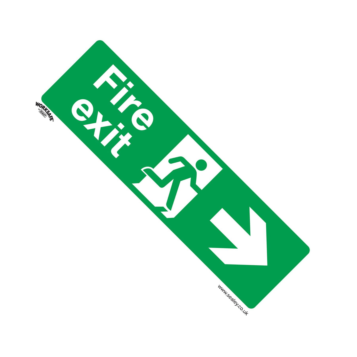 Sealey Safety Sign - Fire Exit (Right) - Rigid Plastic - Pack of 10